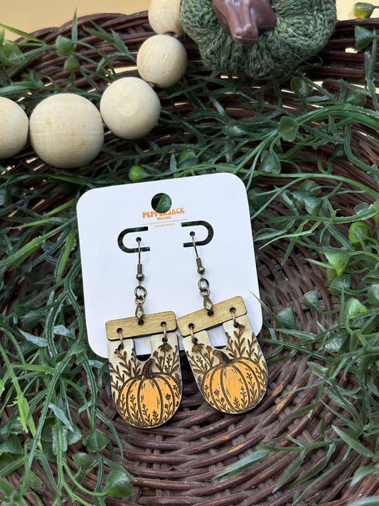 Rustic Pumpkin Inverse Arch Earrings