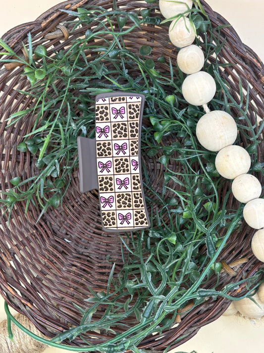 Leopard And Bows Claw Clip