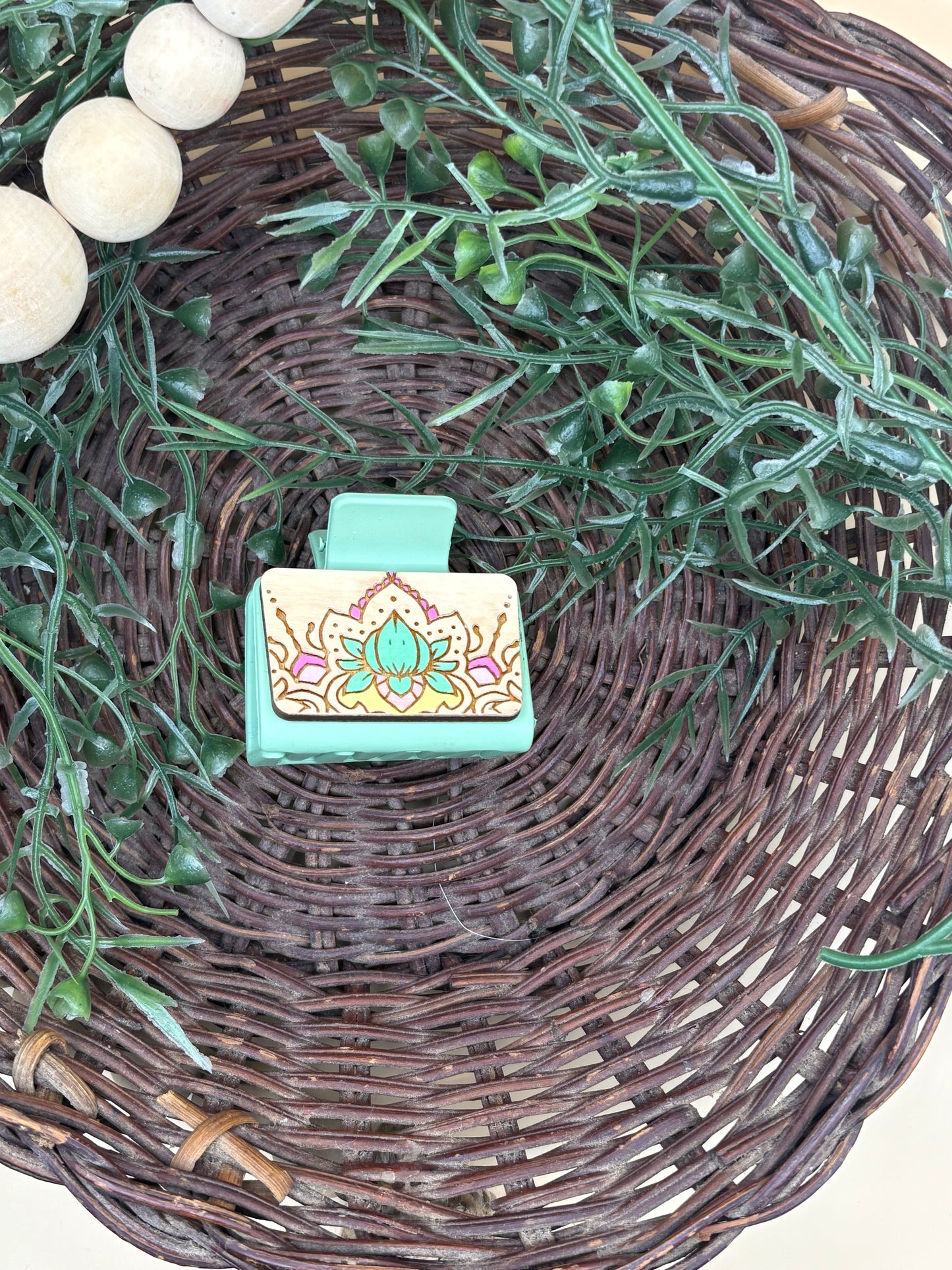 Lotus Mandala Mini Claw Clip