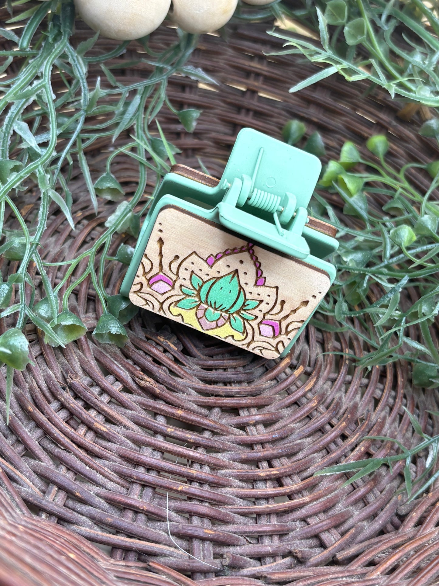 Lotus Mandala Mini Claw Clip