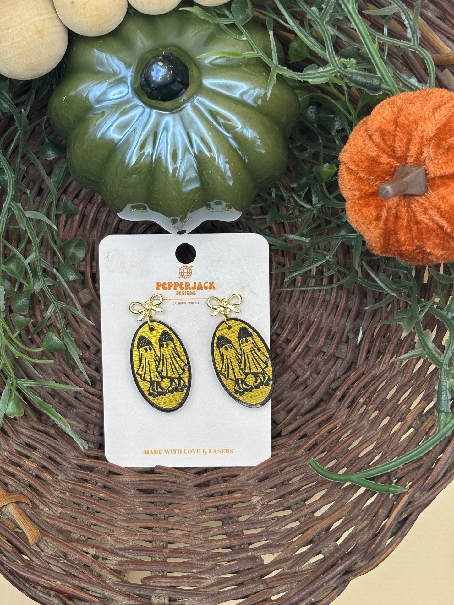 Roller-Skating Ghosts Earrings