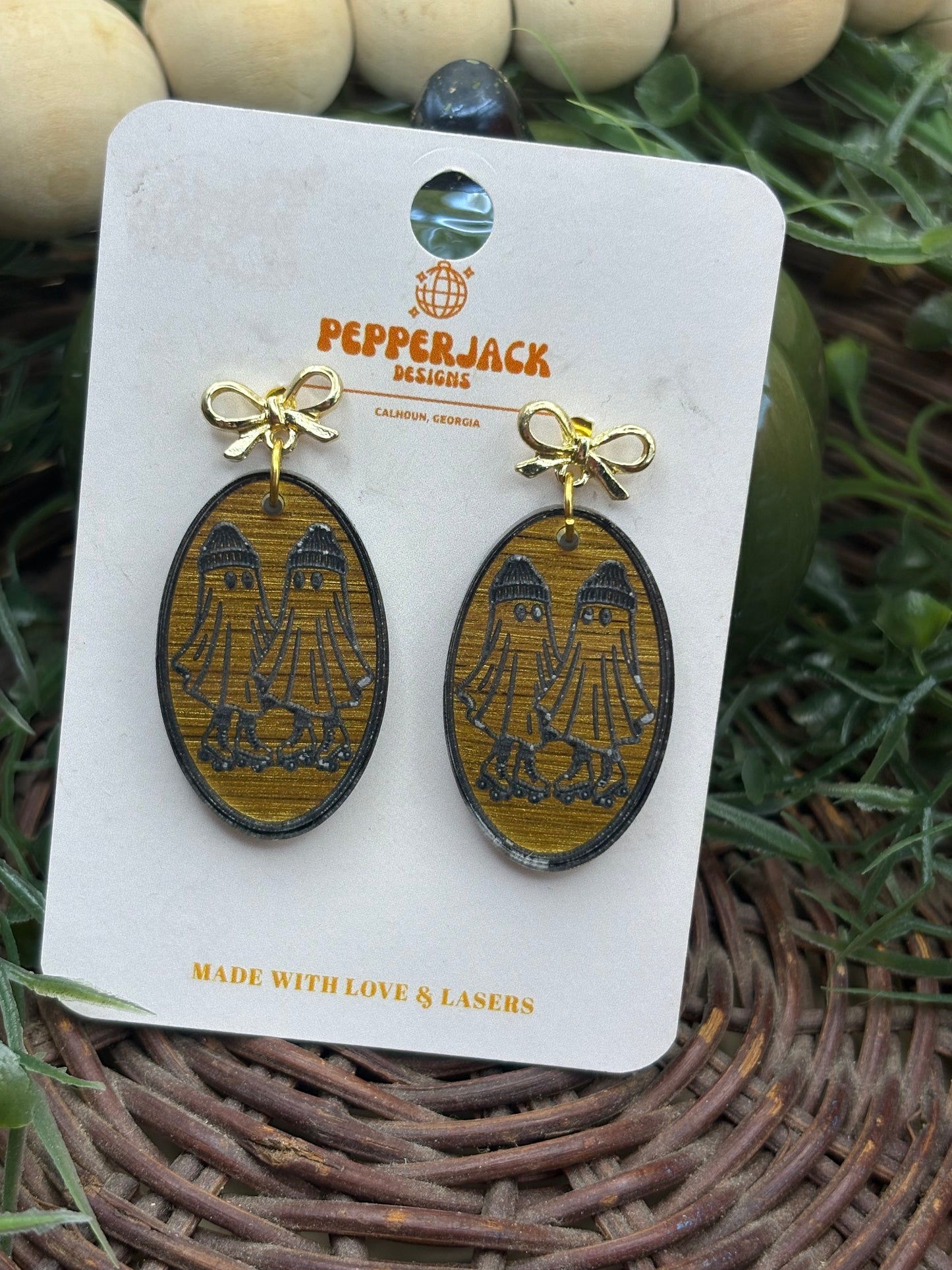 Roller-Skating Ghosts Earrings