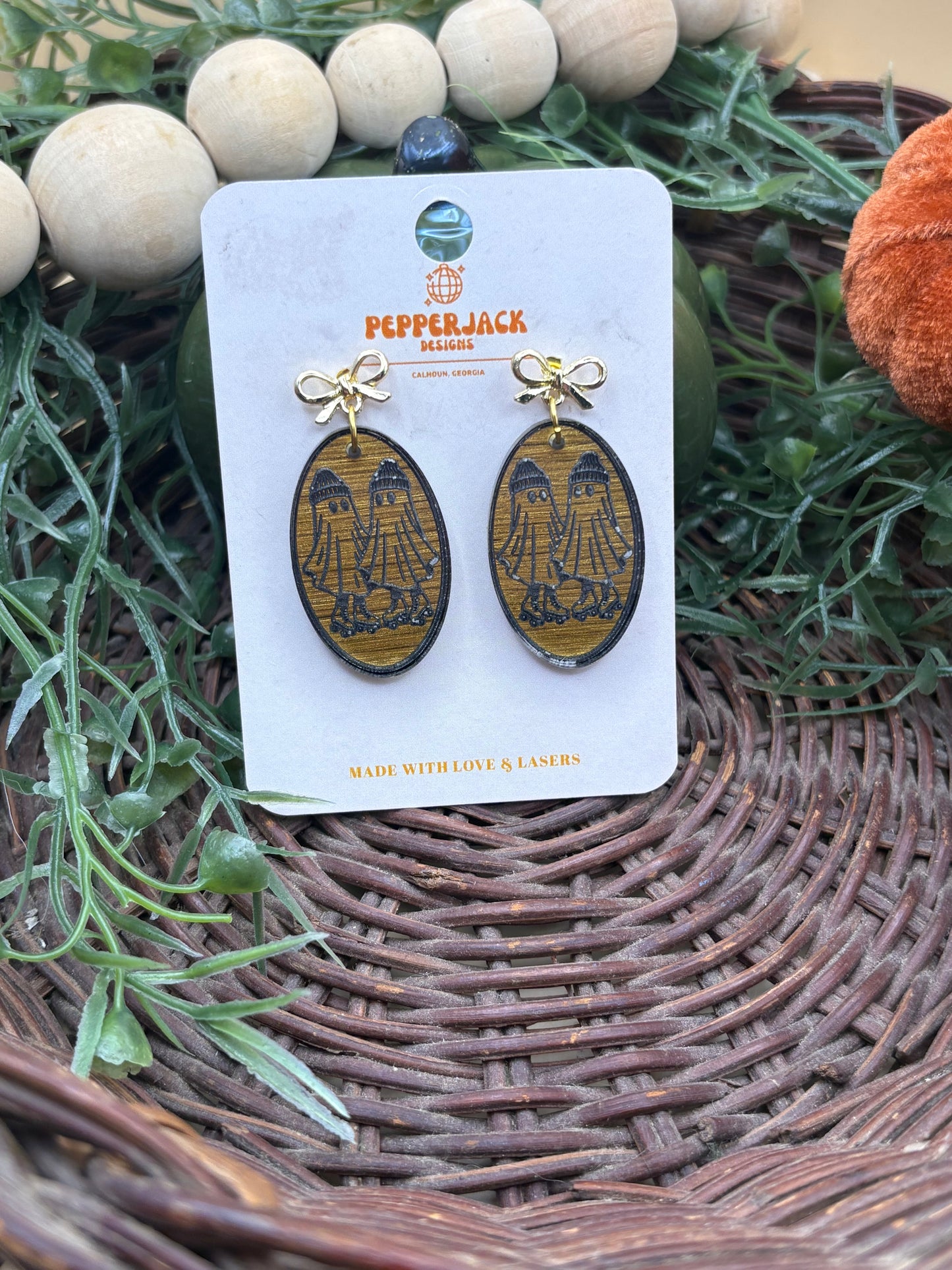 Roller-Skating Ghosts Earrings