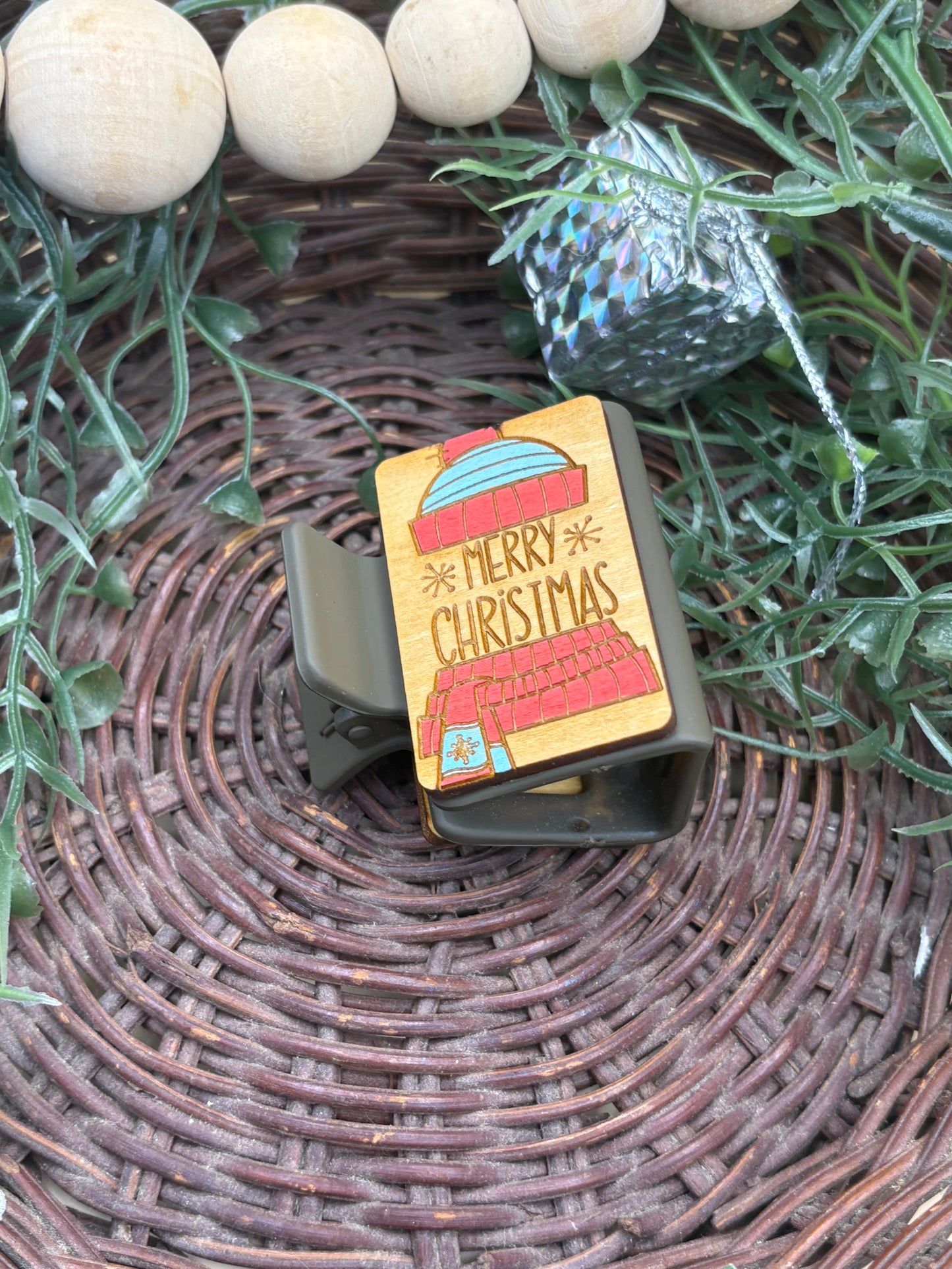 Toboggan & Scarf Merry Christmas Hair/Claw Clip