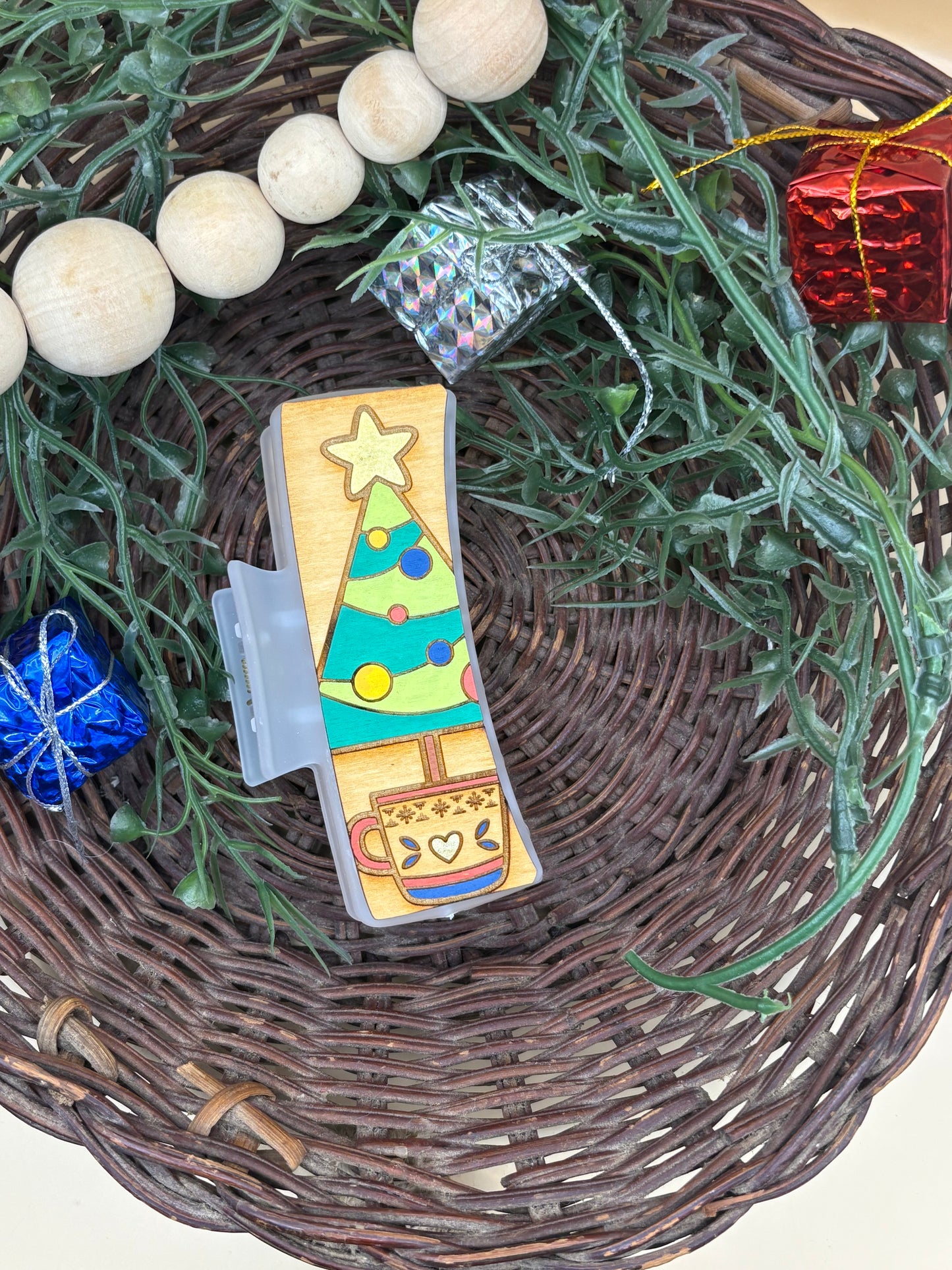 Christmas Tree In A Mug Hair/Claw Clip