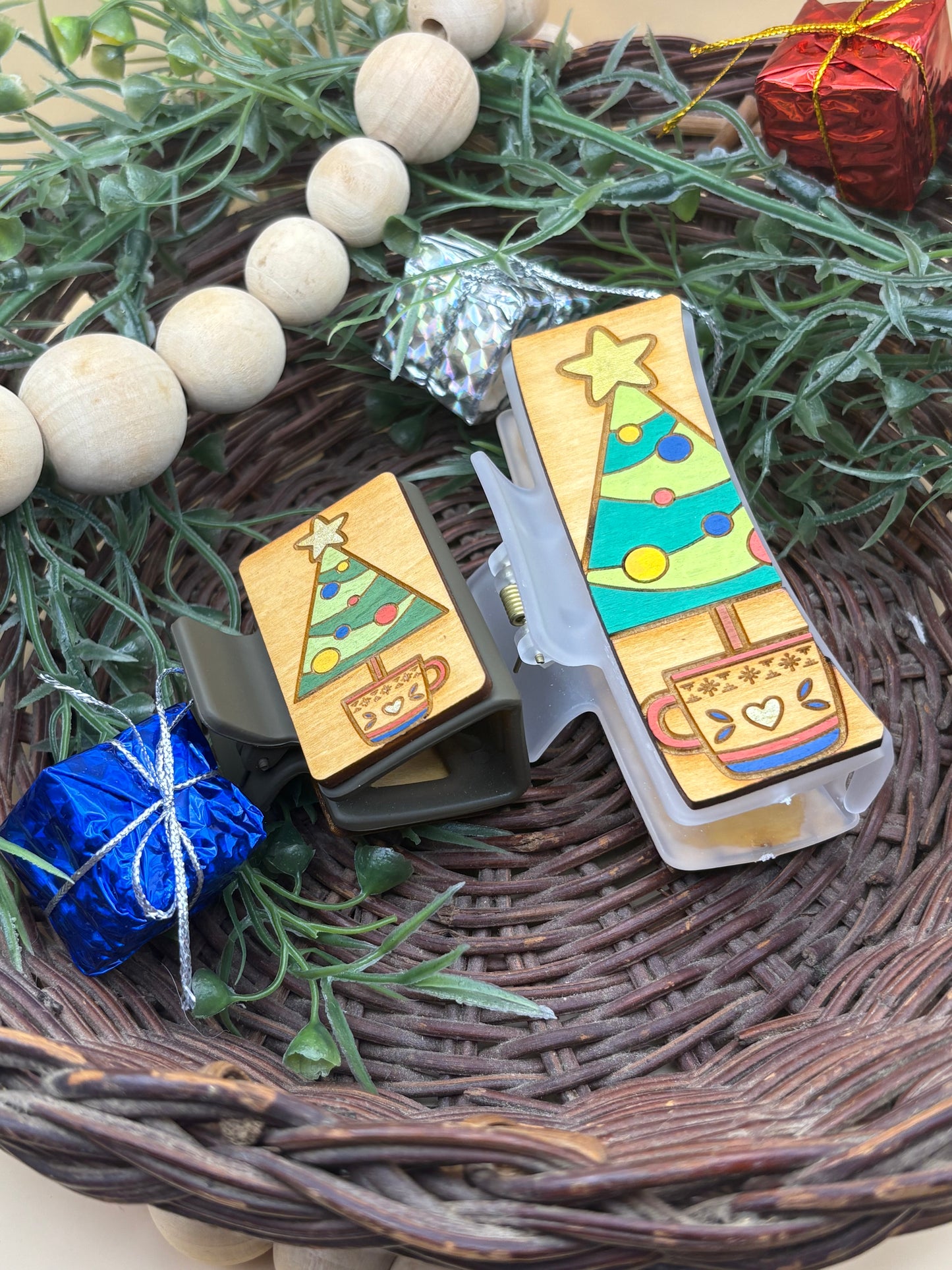 Christmas Tree In A Mug Hair/Claw Clip