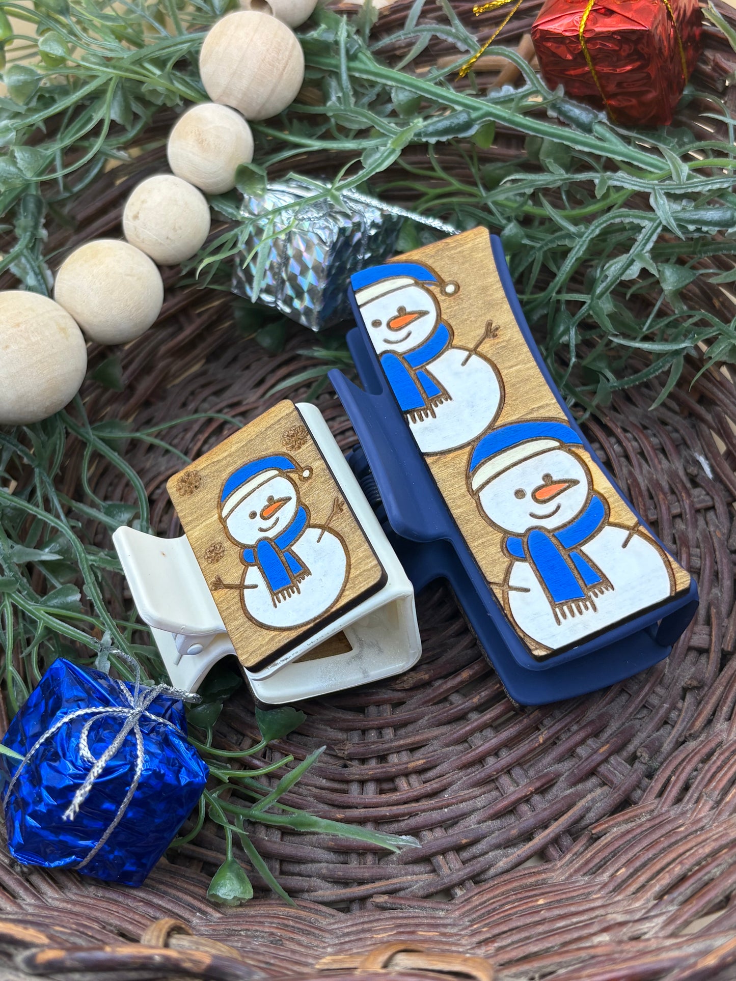 Snowman Hair/Claw Clip