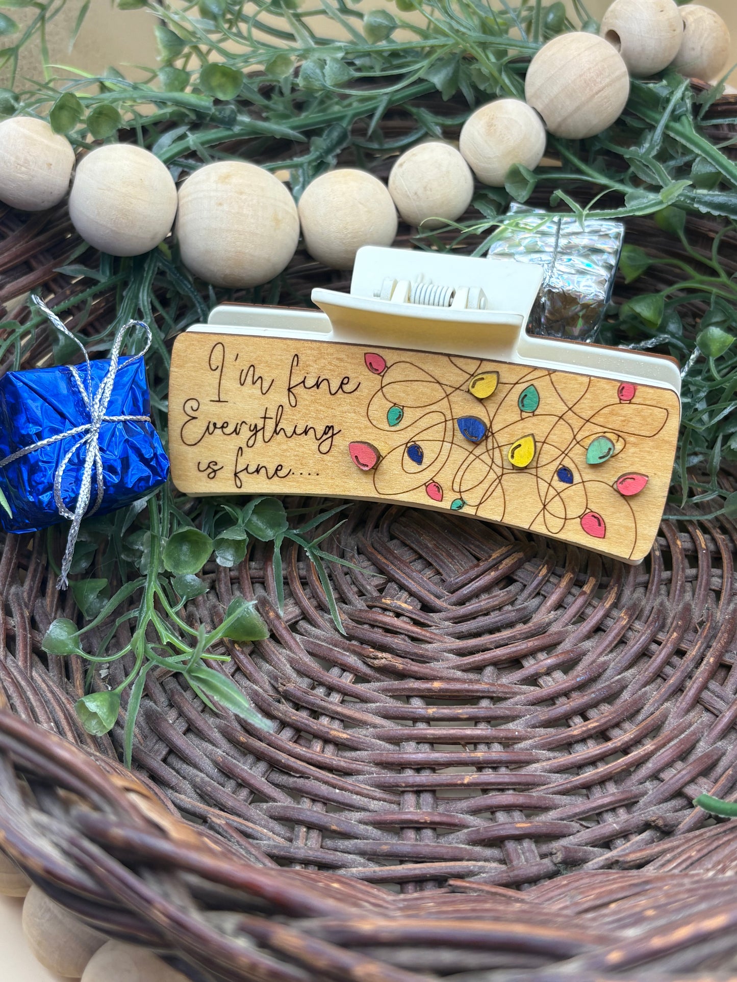 I'm Fine, Everything's Fine Tangled Christmas Lights Claw Clip