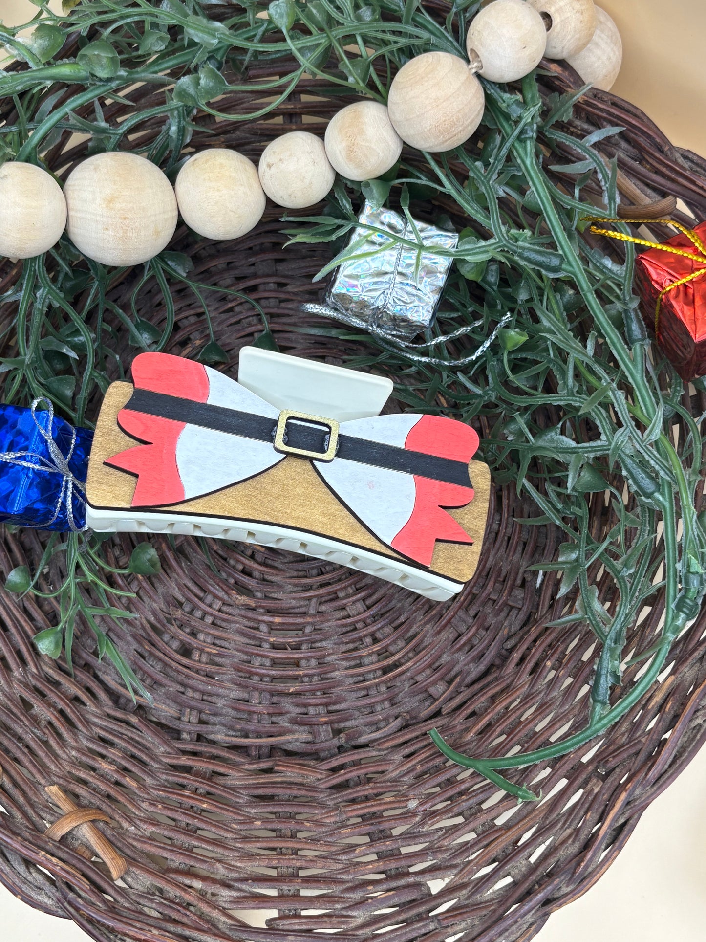 Santa Bow Claw Clip