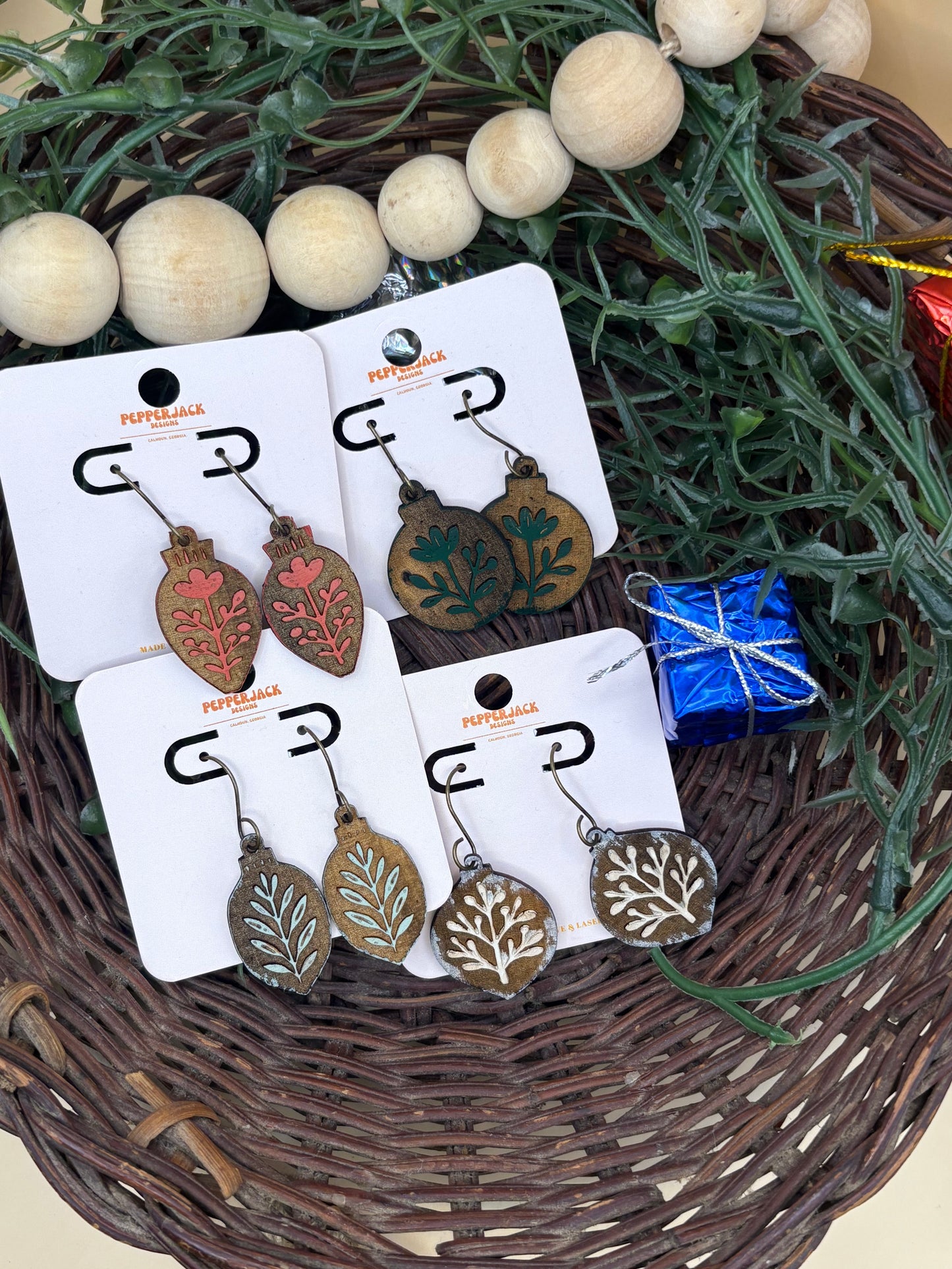 Boho Christmas Ornament Earrings