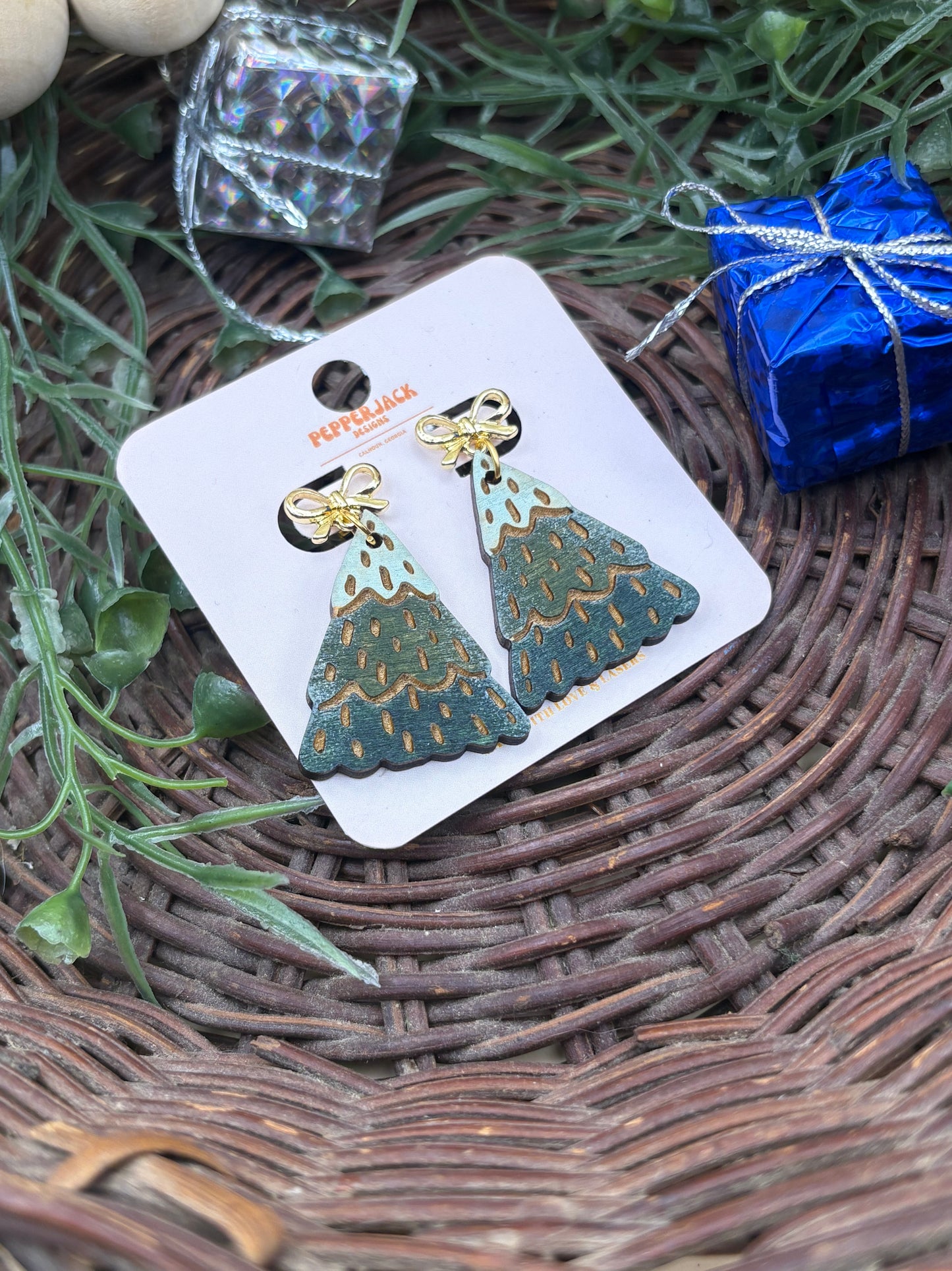 Boho Christmas Tree Earrings