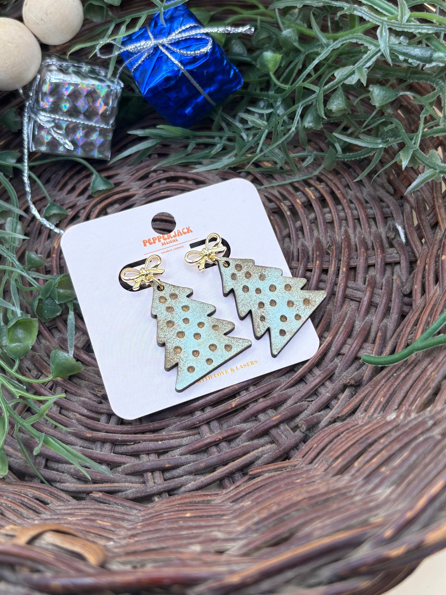 Boho Christmas Tree Earrings