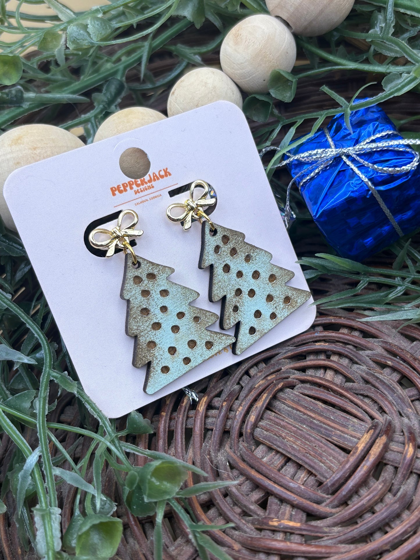 Boho Christmas Tree Earrings