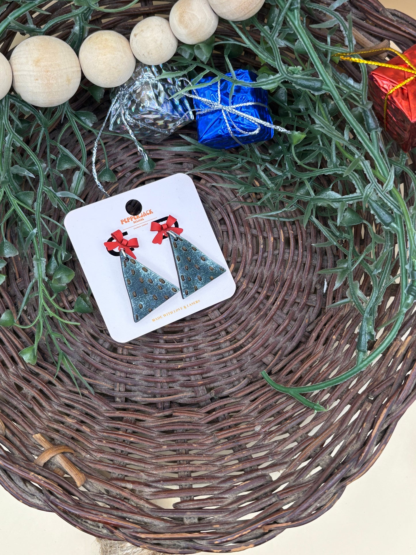 Boho Christmas Tree Earrings