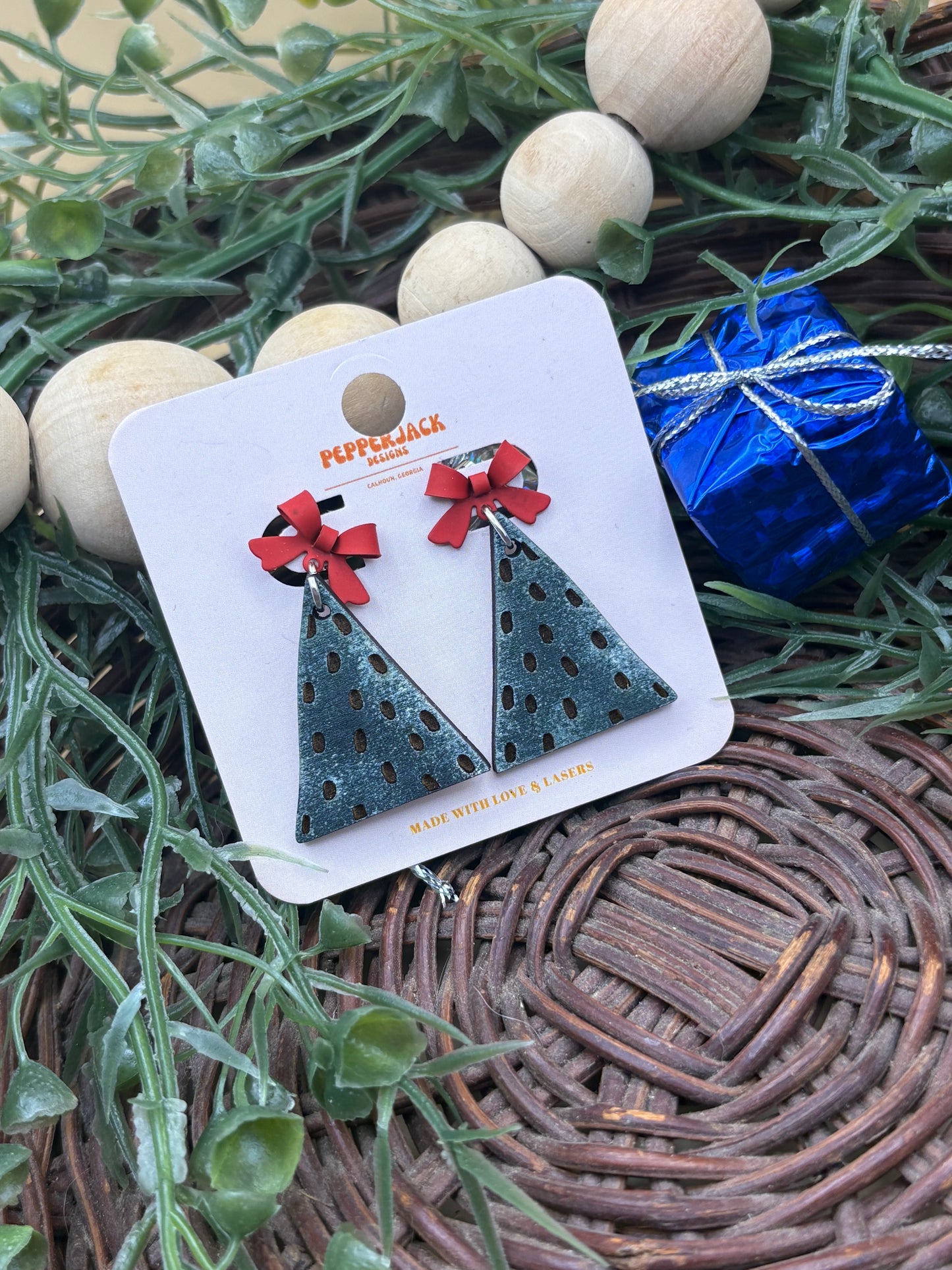 Boho Christmas Tree Earrings