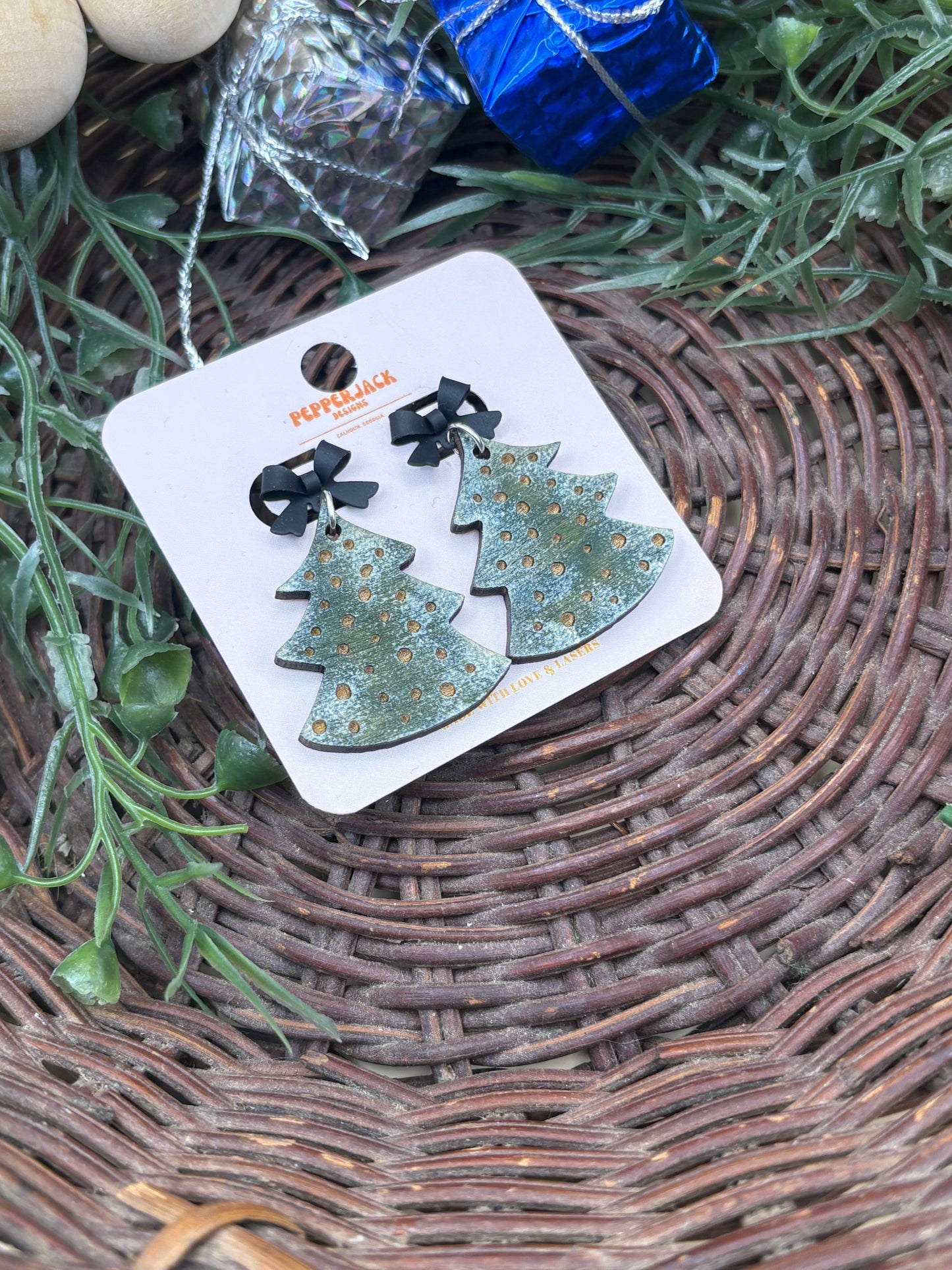 Boho Christmas Tree Earrings