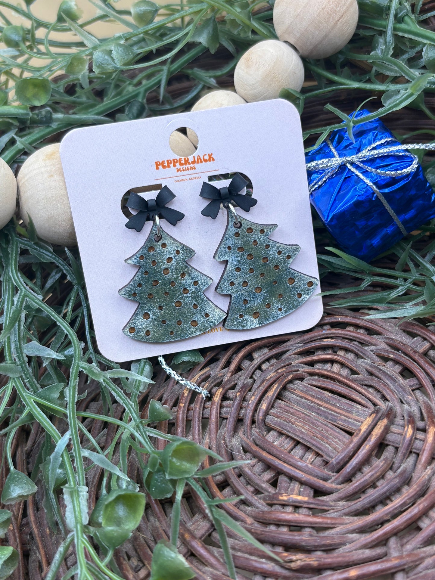 Boho Christmas Tree Earrings