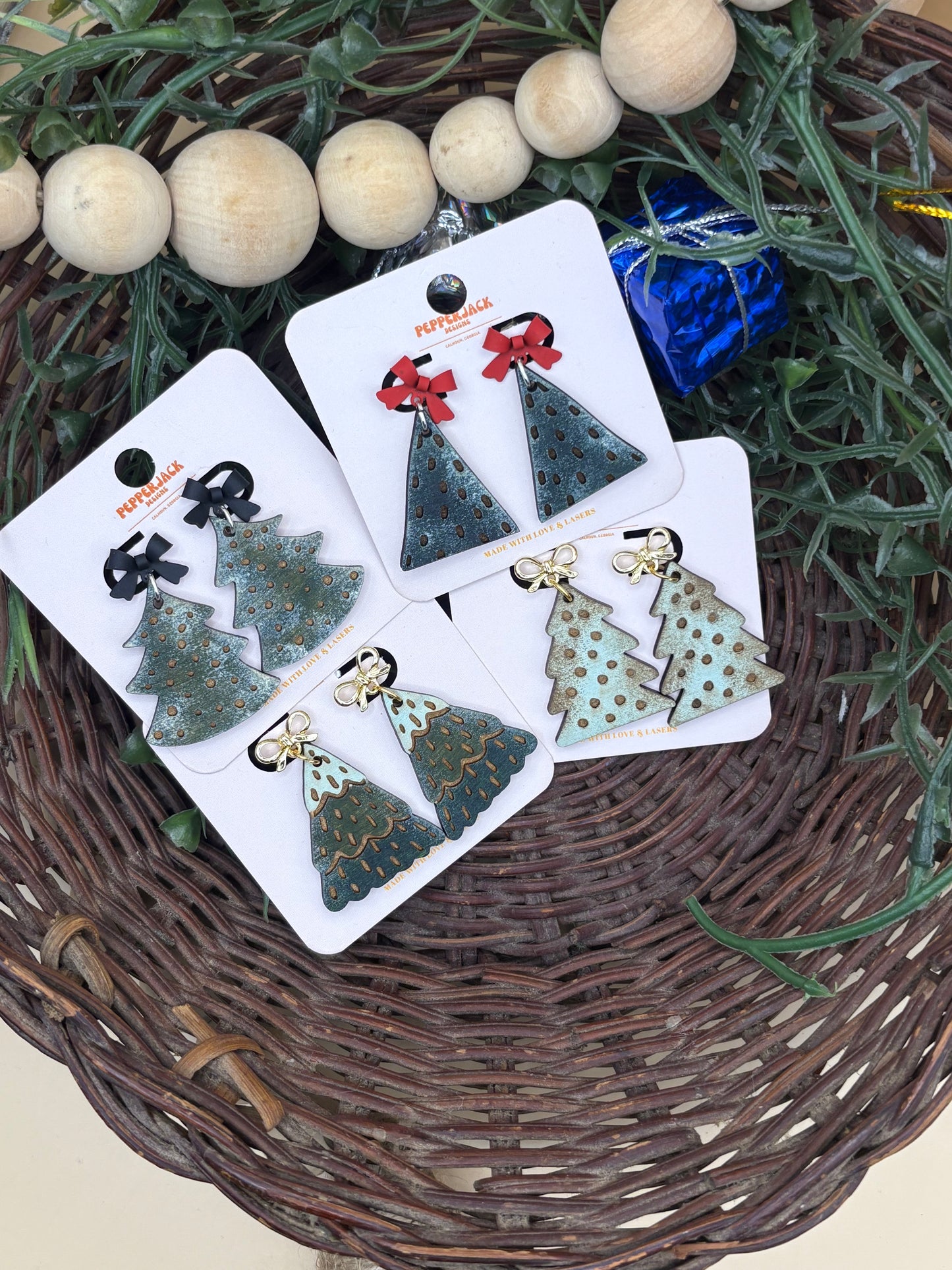 Boho Christmas Tree Earrings