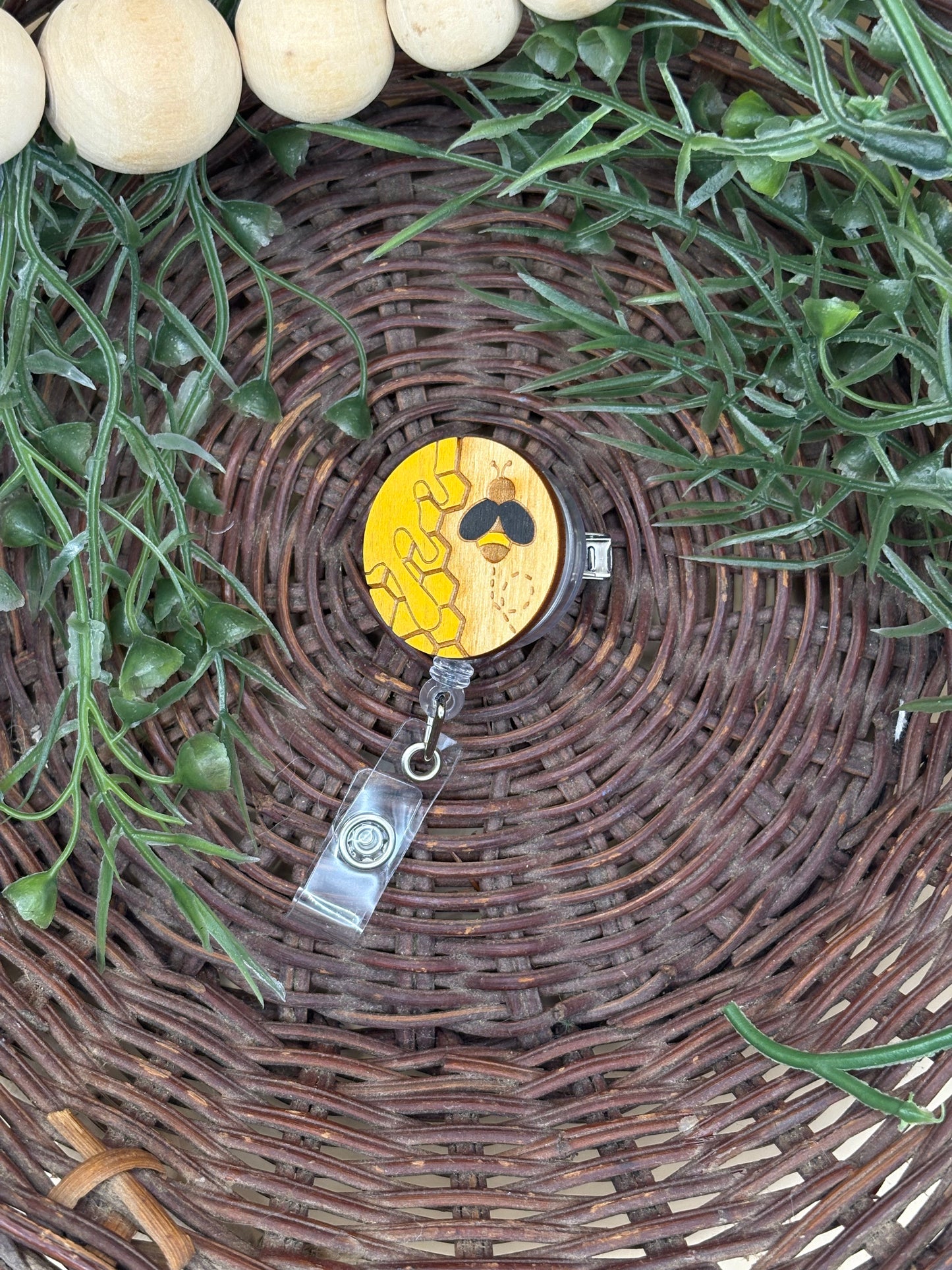 Honeybee & Honeycomb Badge Reel