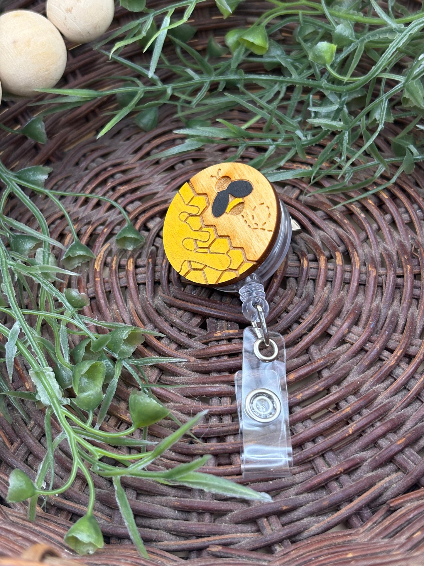 Honeybee & Honeycomb Badge Reel