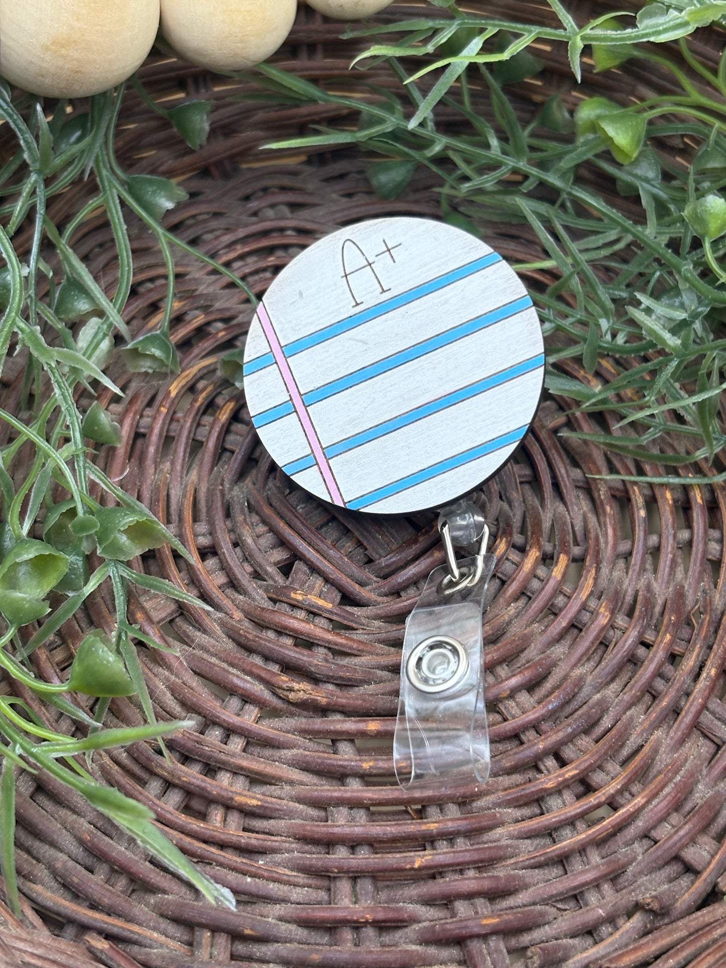 A+ Notebook Paper Badge Reel