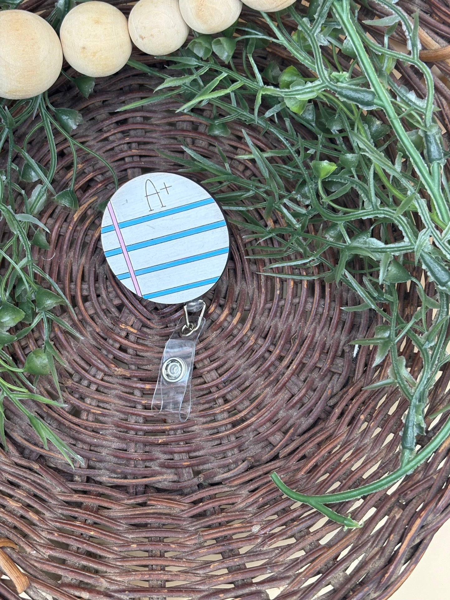 A+ Notebook Paper Badge Reel