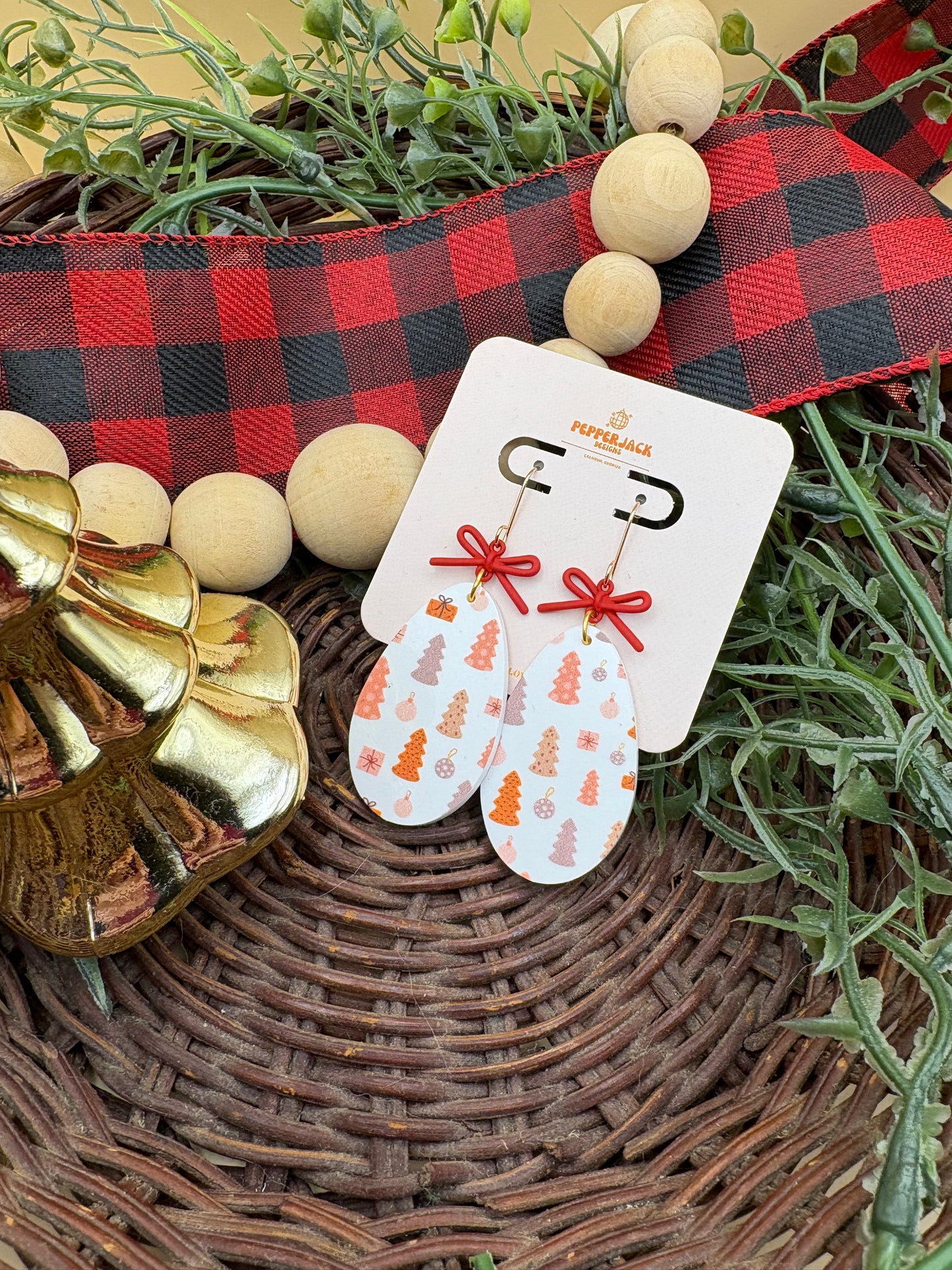 Christmas Tree Pattern Drop Earrings