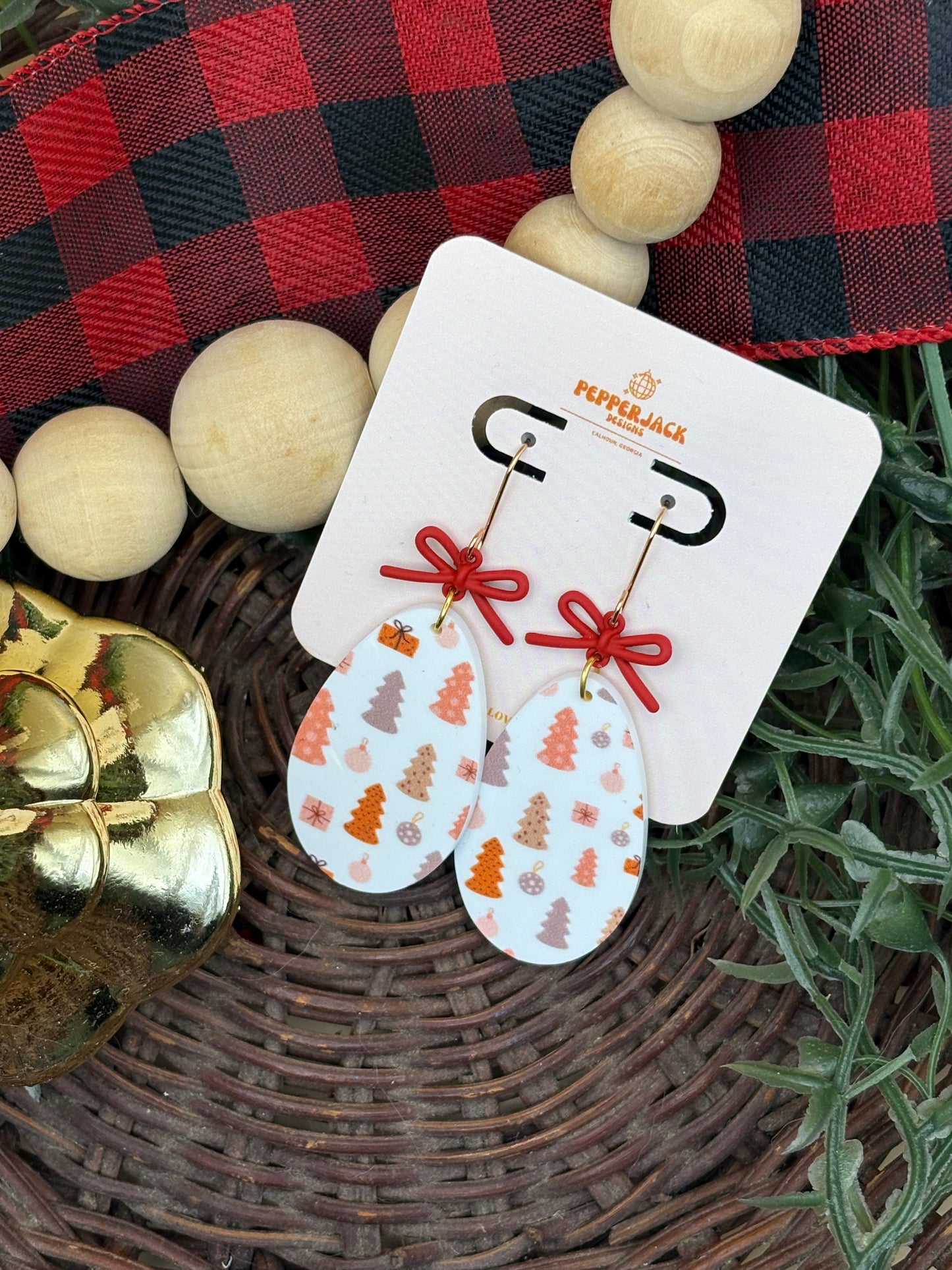 Christmas Tree Pattern Drop Earrings