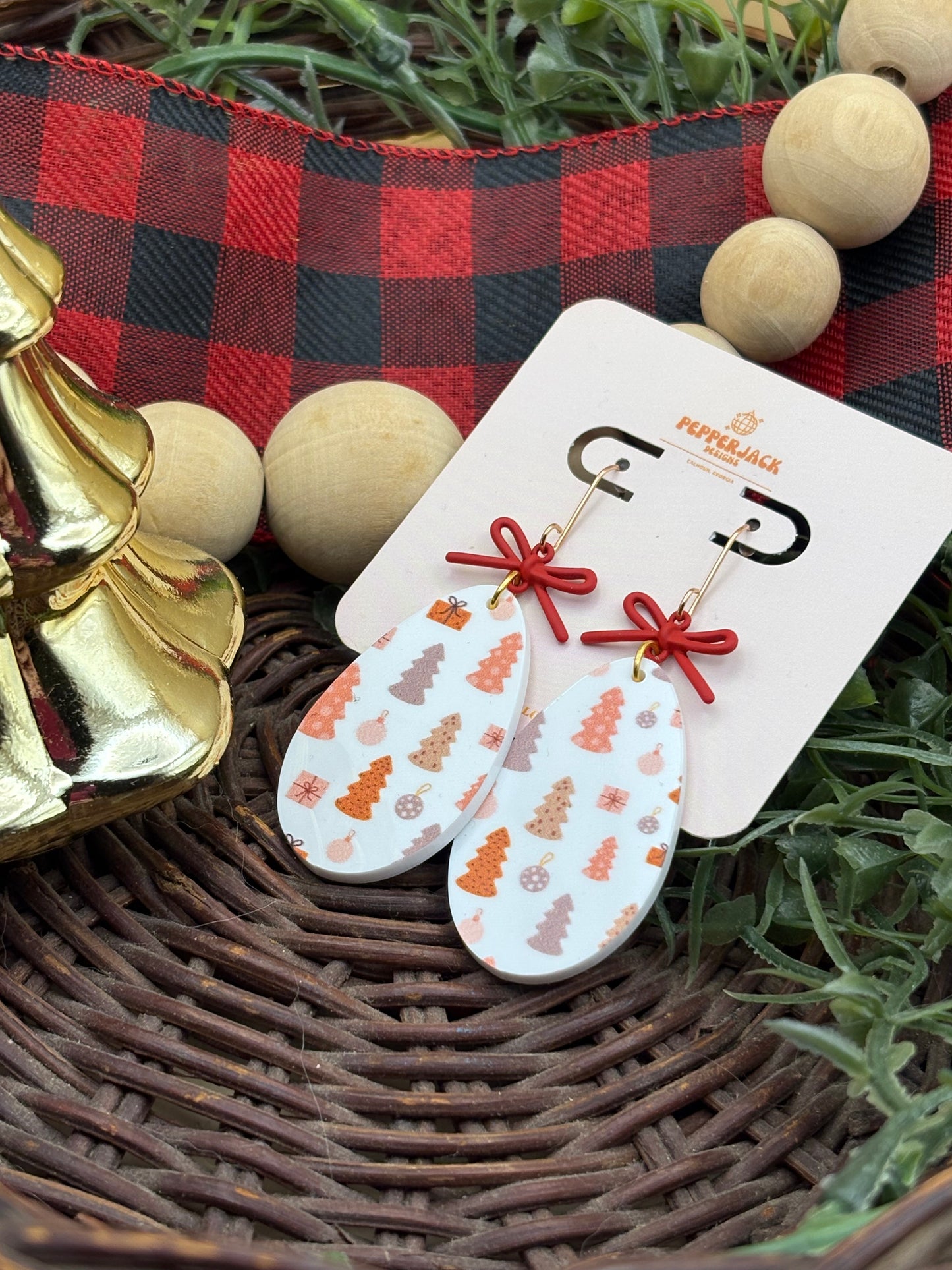 Christmas Tree Pattern Drop Earrings