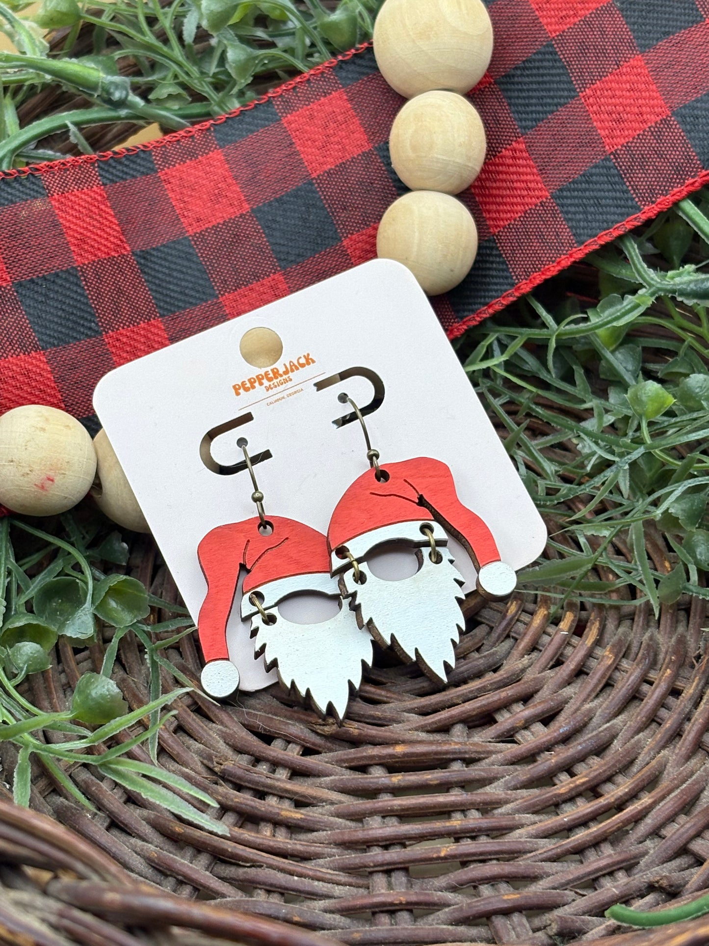Gnome Santa Hat And Beard 2 Piece Earrings