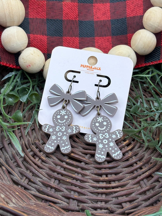 Gingerbread Man Acrylic Earrings