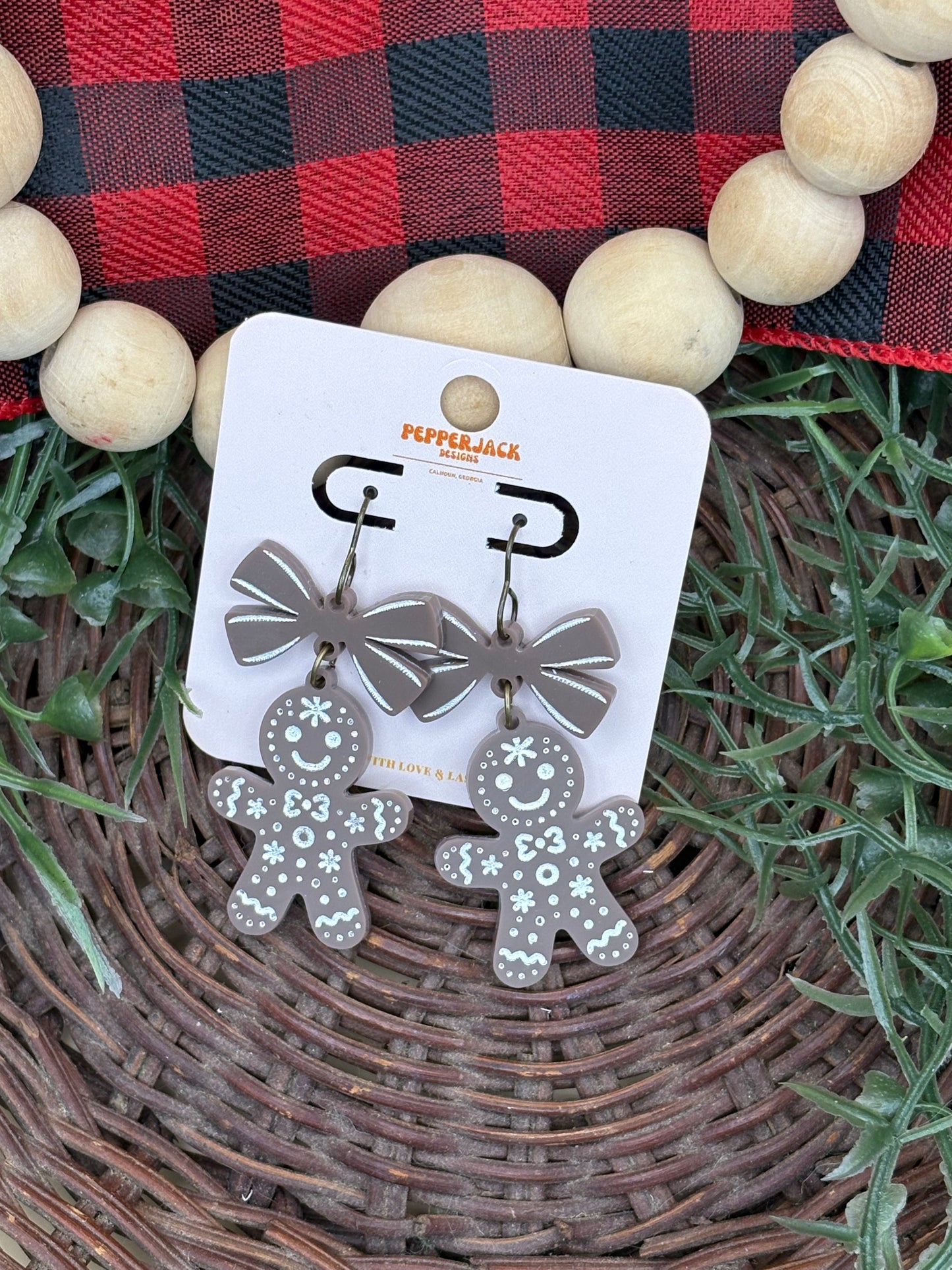Gingerbread Man Acrylic Earrings
