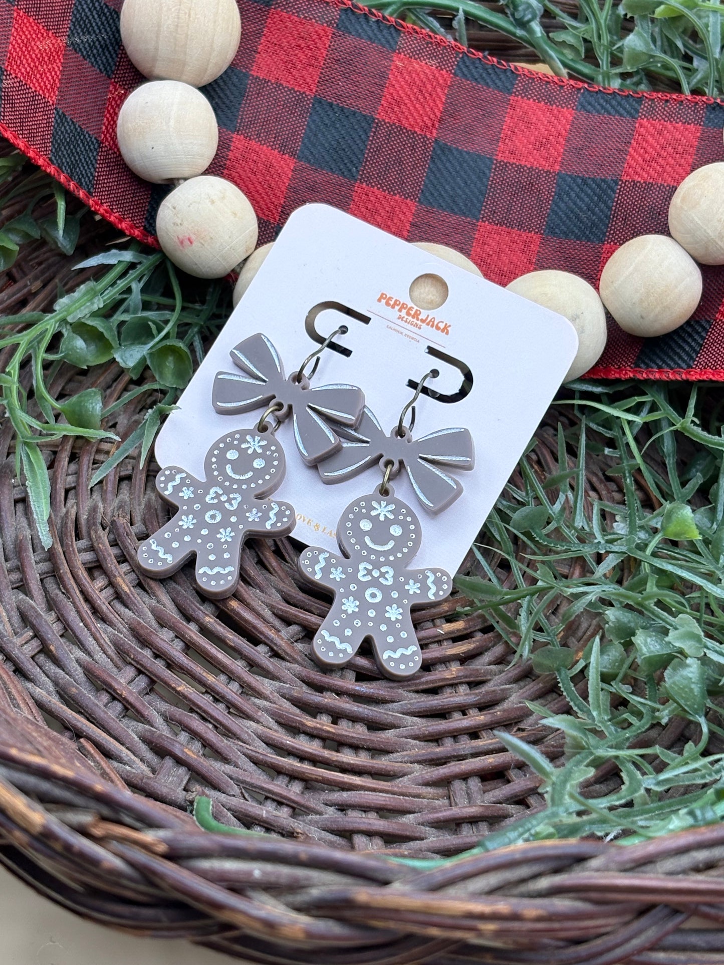 Gingerbread Man Acrylic Earrings
