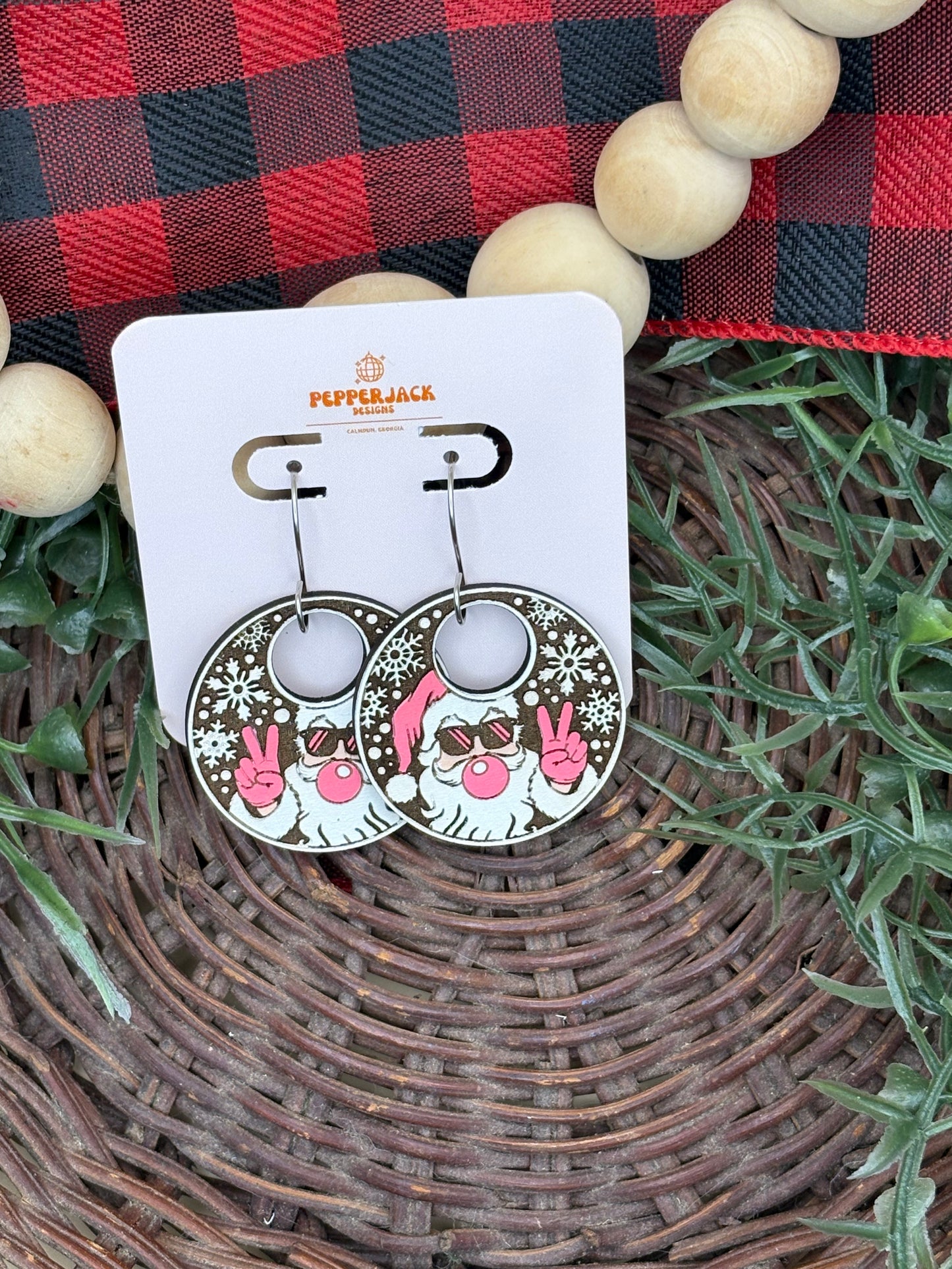 Bubblegum Santa Earrings