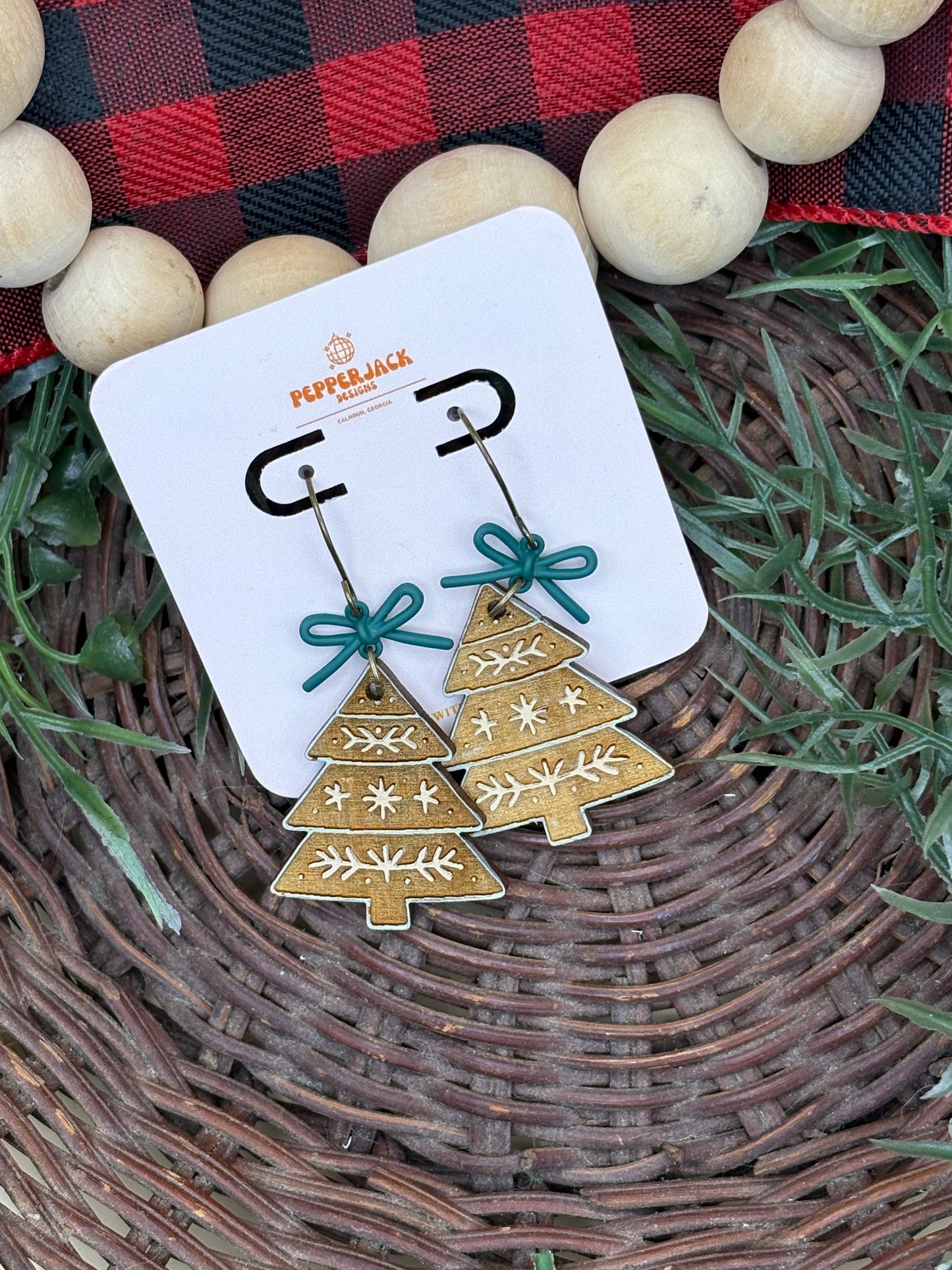 Boho Christmas Tree Earrings