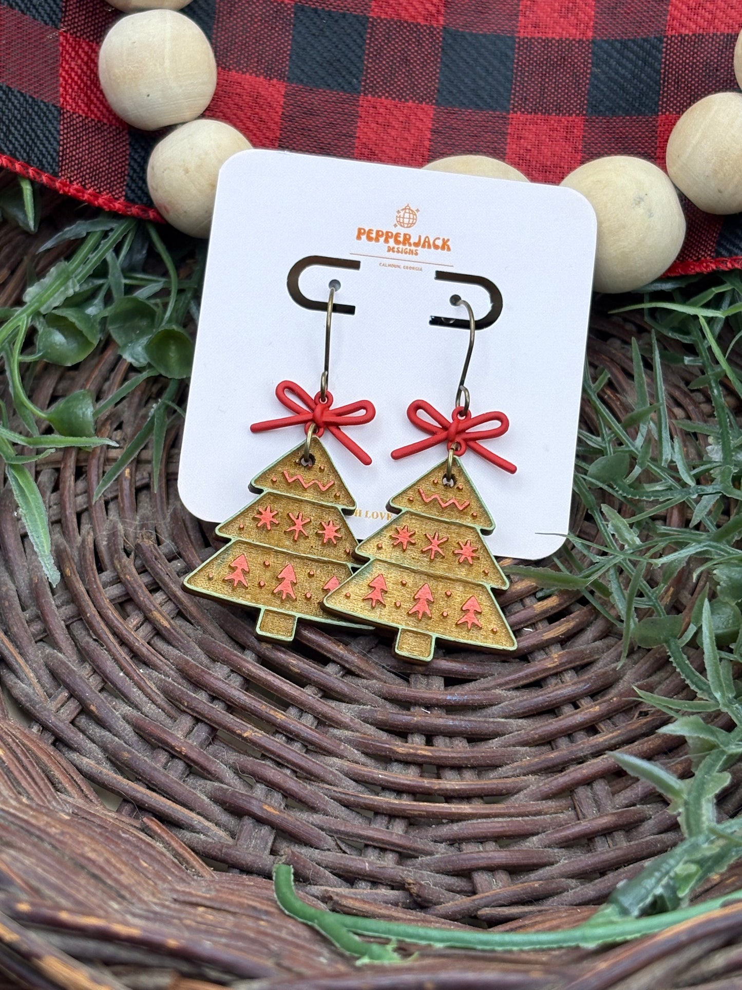 Boho Christmas Tree Earrings