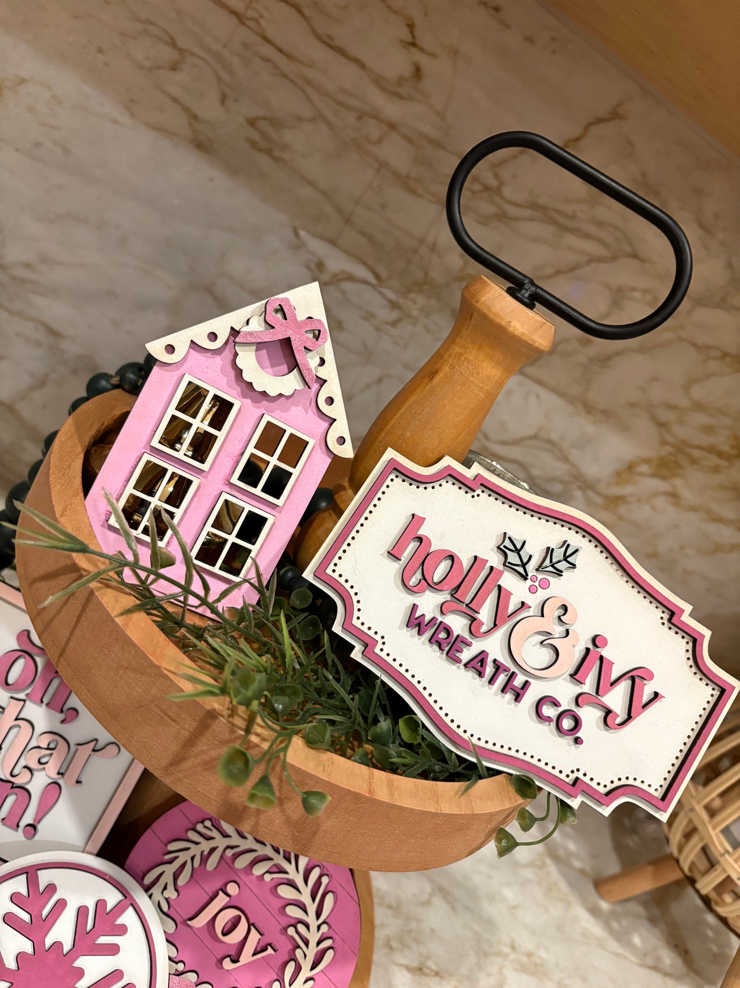 Holly & Ivy Christmas Tiered Tray Decor Set