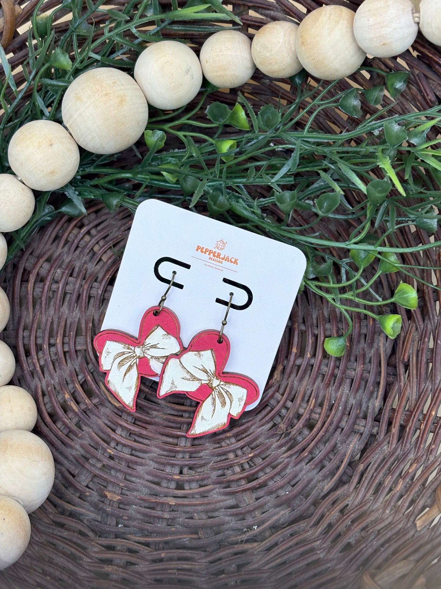 Valentine's Hearts With Bows Earrings