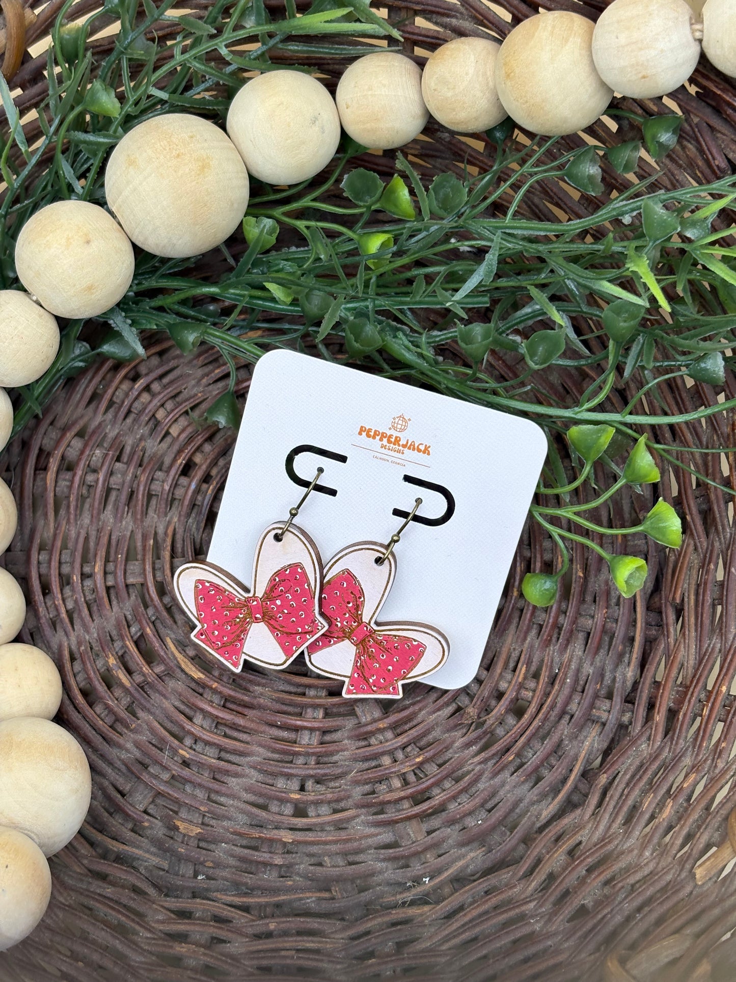 Valentine's Hearts With Bows Earrings