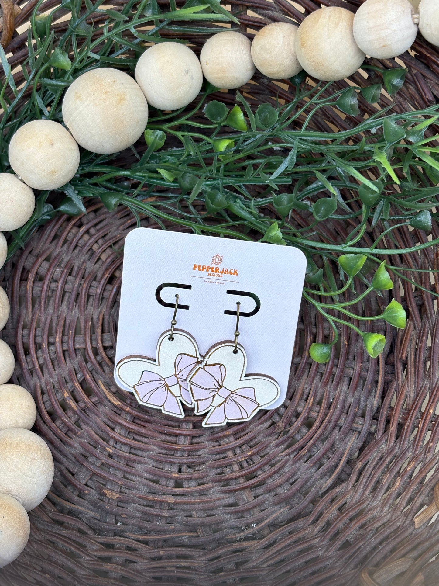 Valentine's Hearts With Bows Earrings