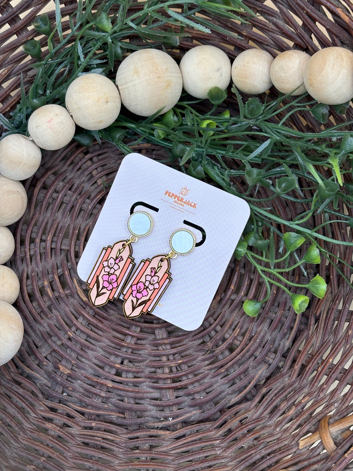 Stained Glass Floral Earrings