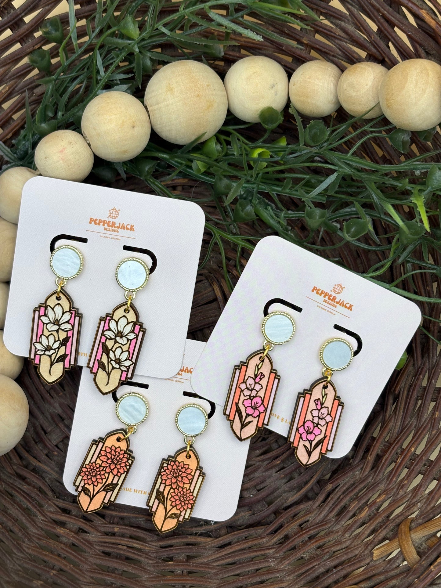 Stained Glass Floral Earrings