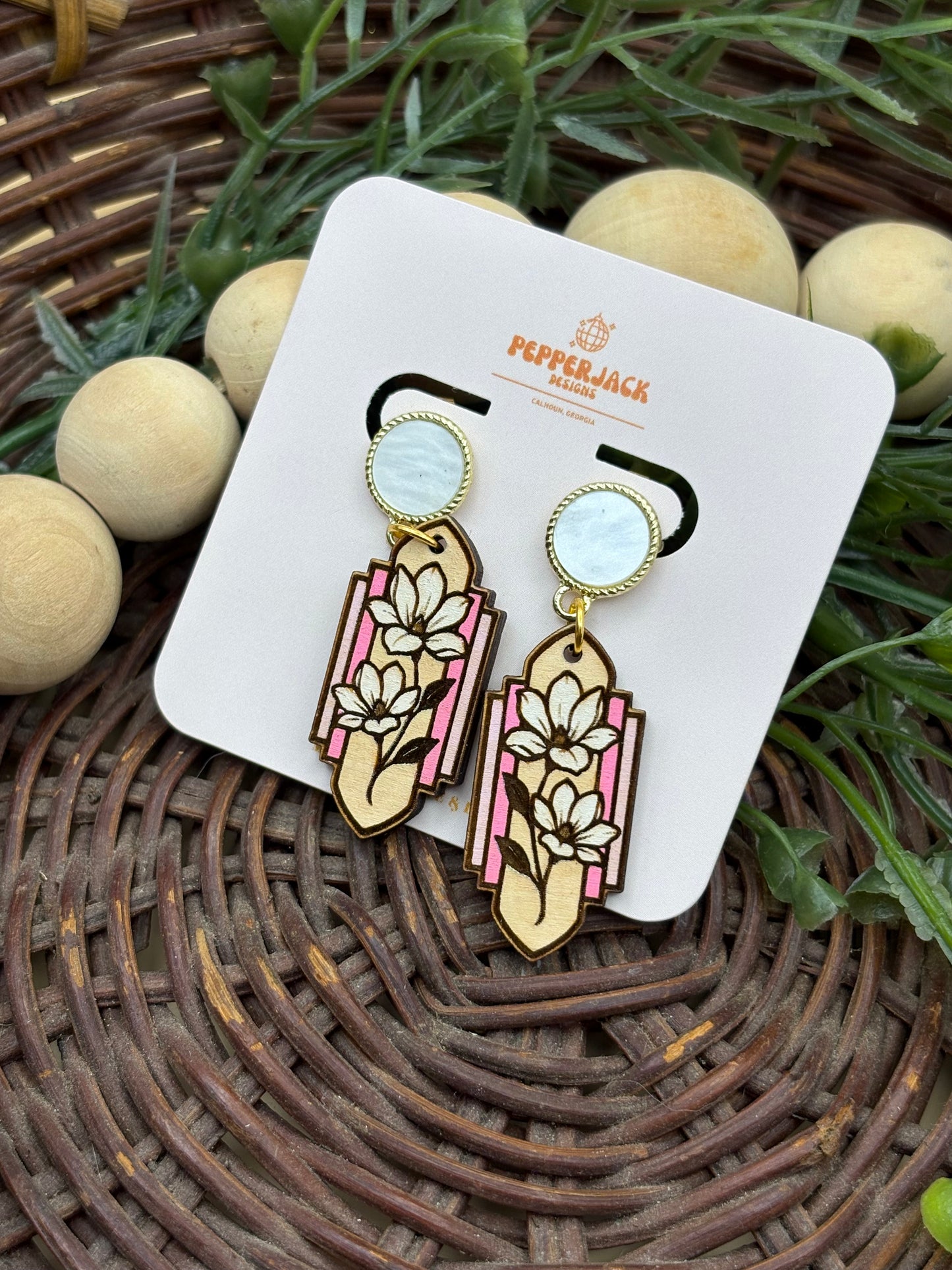 Stained Glass Floral Earrings