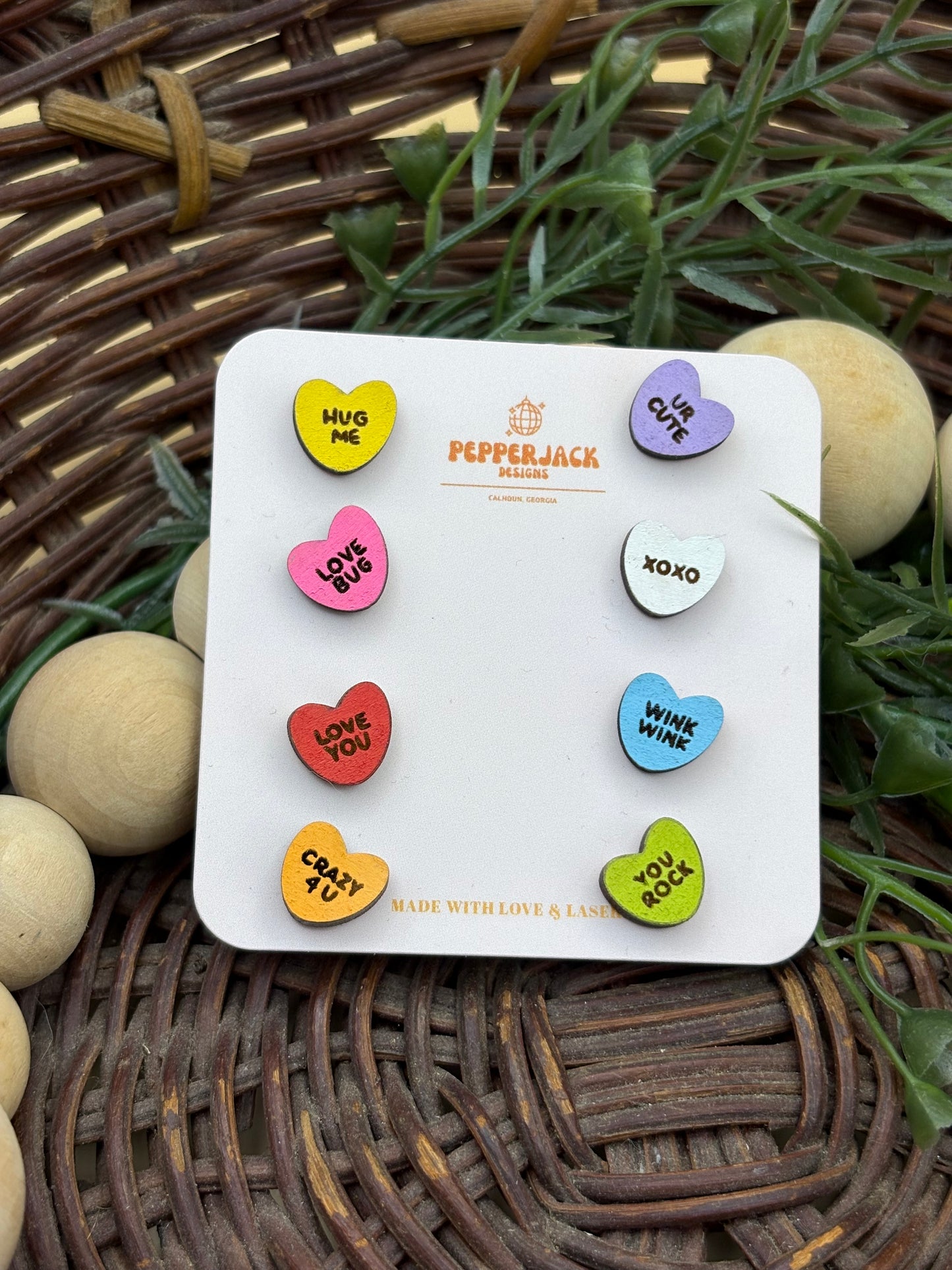 Candy Heart Studs