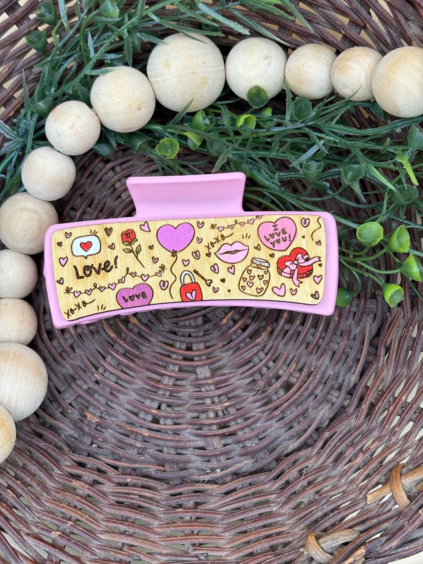 Valentine's Day Doodle Hair/Claw Clip