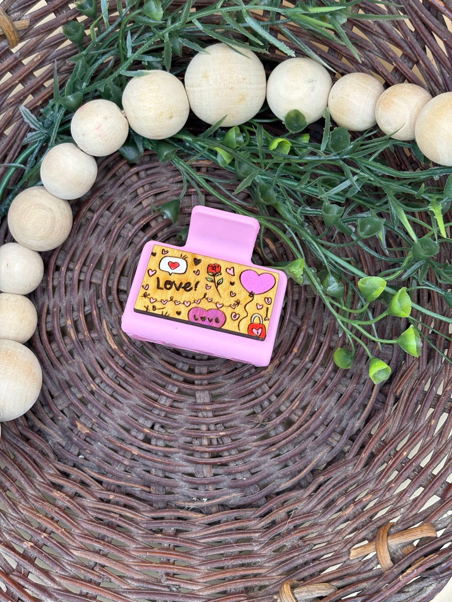 Valentine's Day Doodle Hair/Claw Clip