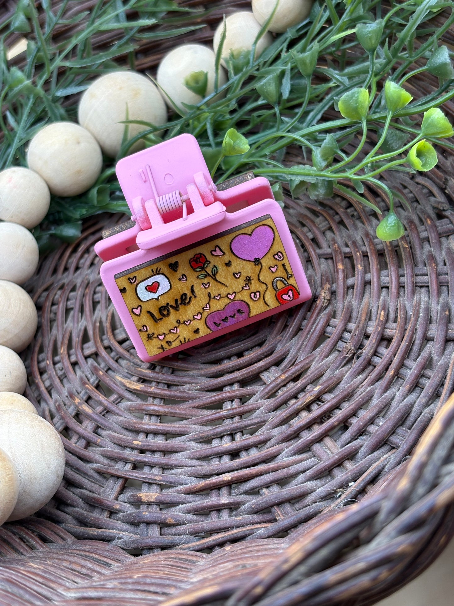 Valentine's Day Doodle Hair/Claw Clip