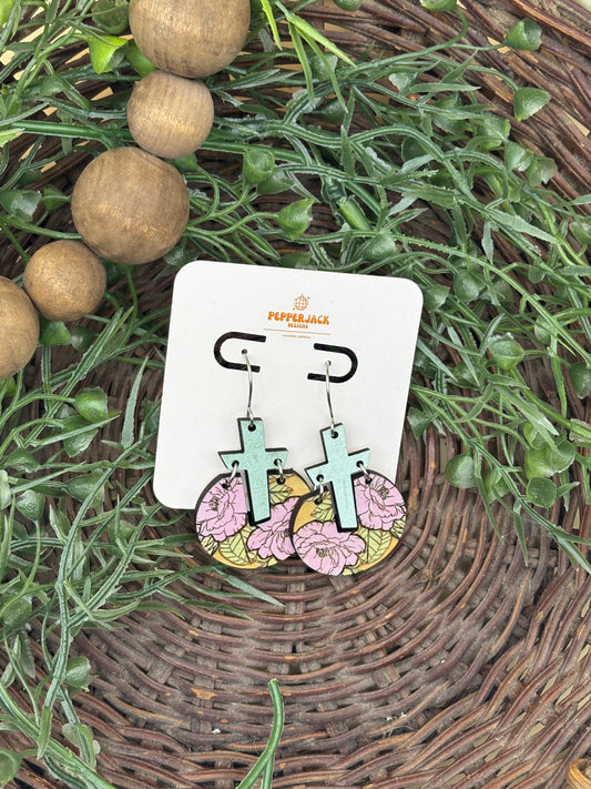 Peony Cross Earrings