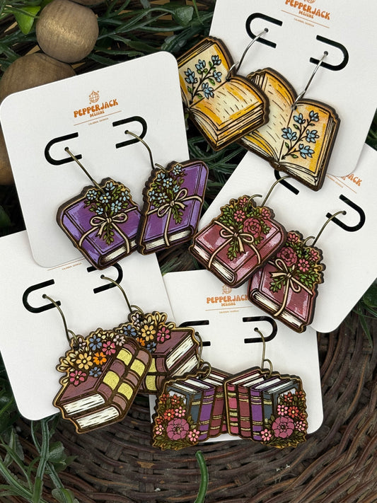 Books and Flowers Earrings