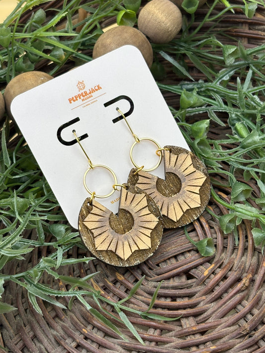 Starburst Reverse Engrave Earrings